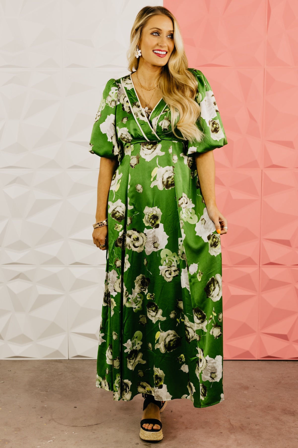 The Korie Floral Contrast Maxi Dress