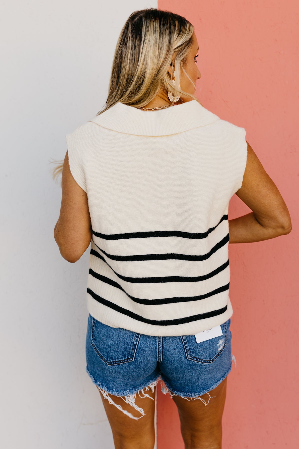 The Legend Collared Striped Sleeveless Sweater