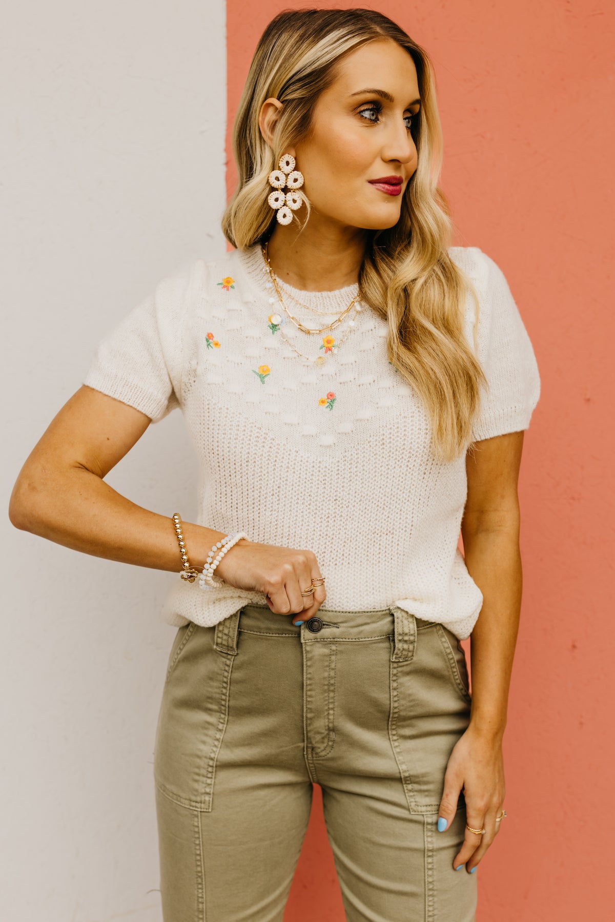 The Laura Floral Embroidered Sweater Top