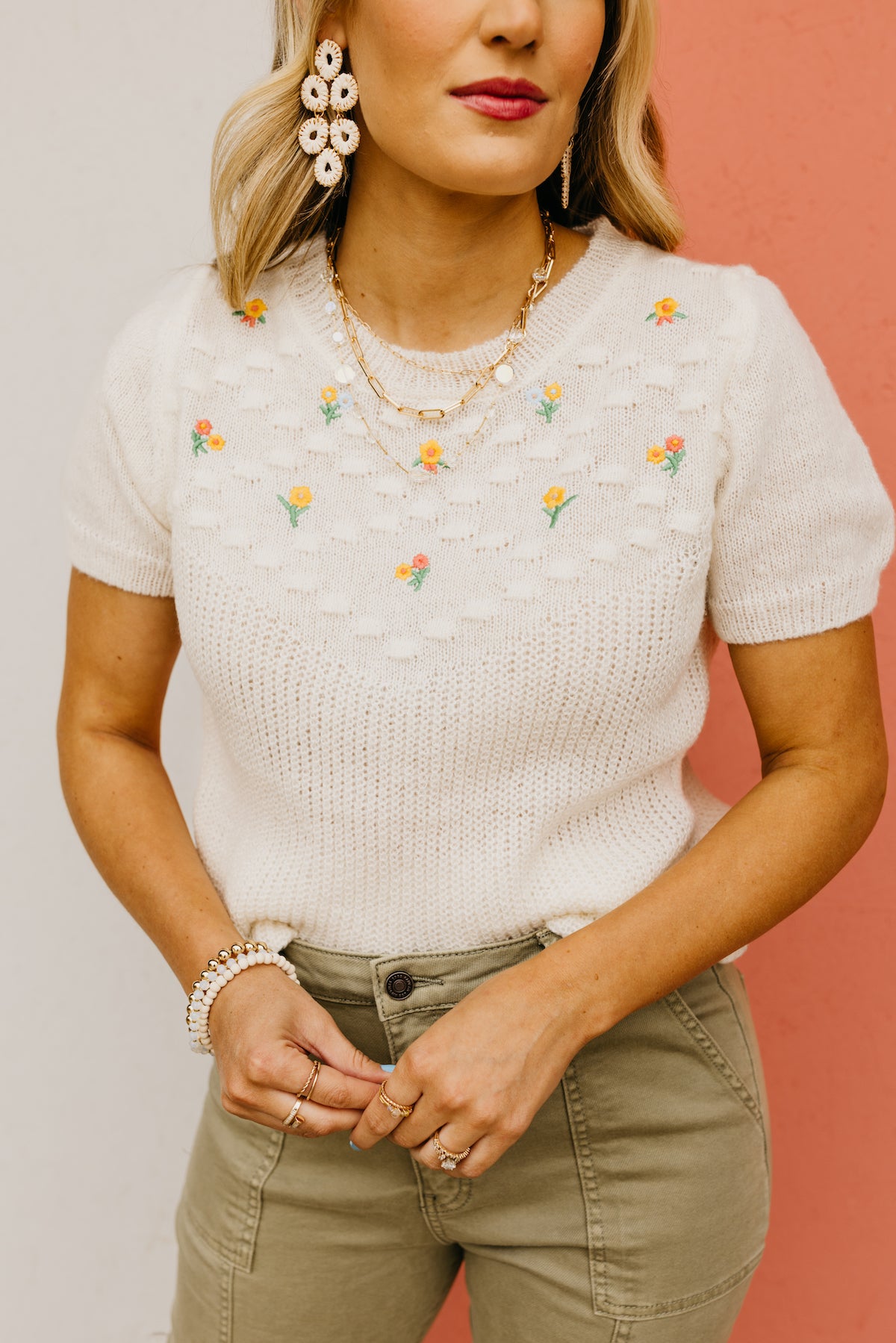 The Laura Floral Embroidered Sweater Top