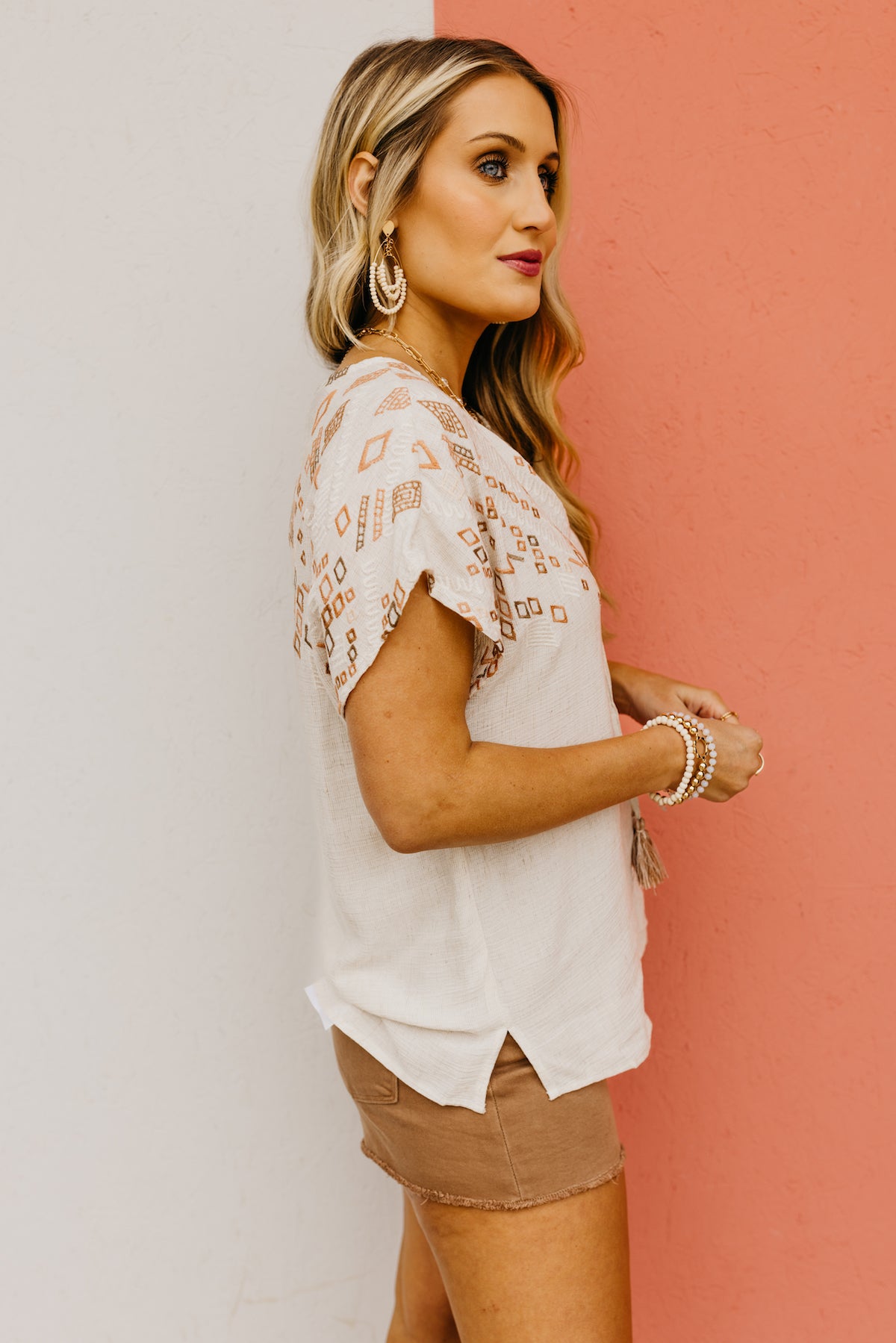 The Kelce Embroidered Dolman Sleeve Top