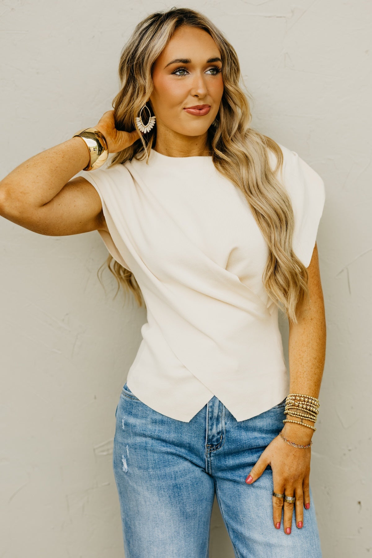 The Twain Boat Neck Cross Front Sweater