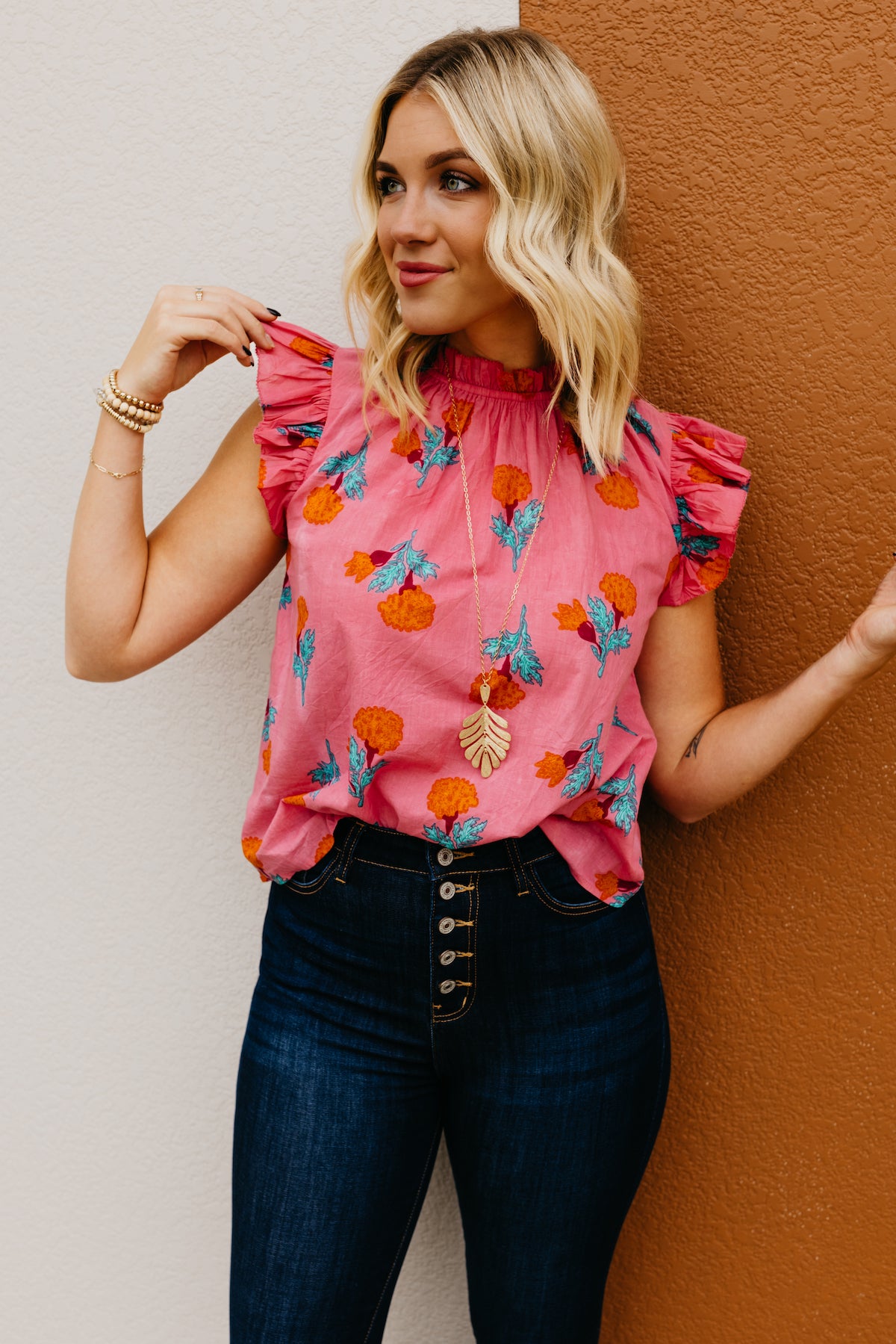 The Terrence Ruffle Sleeve Floral Top  - FINAL SALE