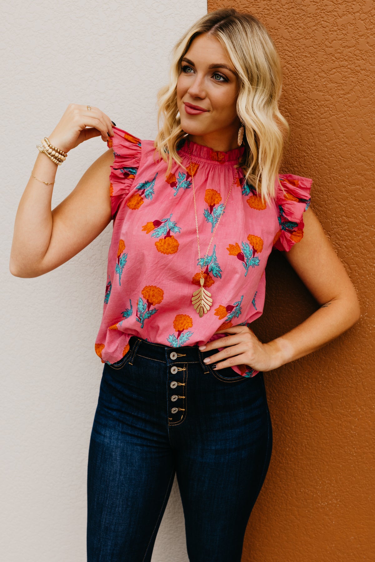 The Terrence Ruffle Sleeve Floral Top  - FINAL SALE