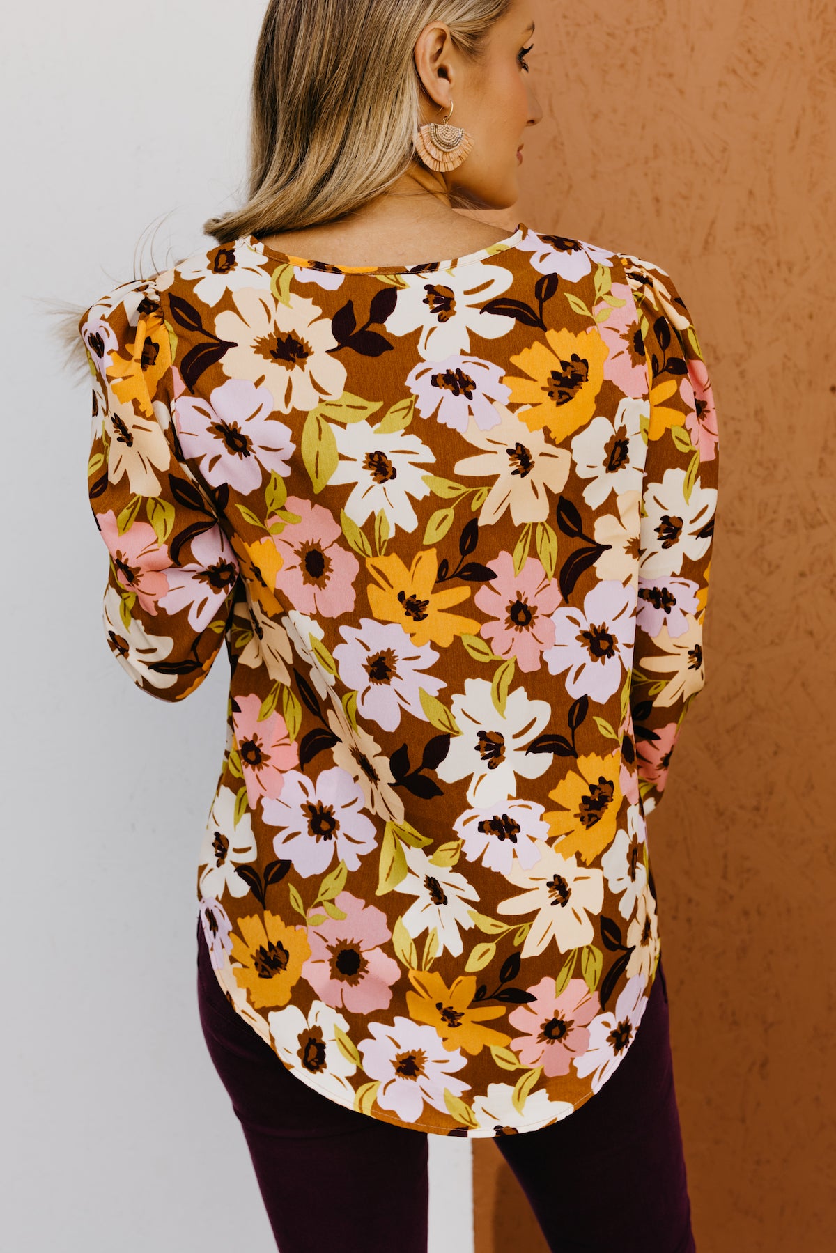 The Tori Floral Pleat Shoulder Blouse  - FINAL SALE