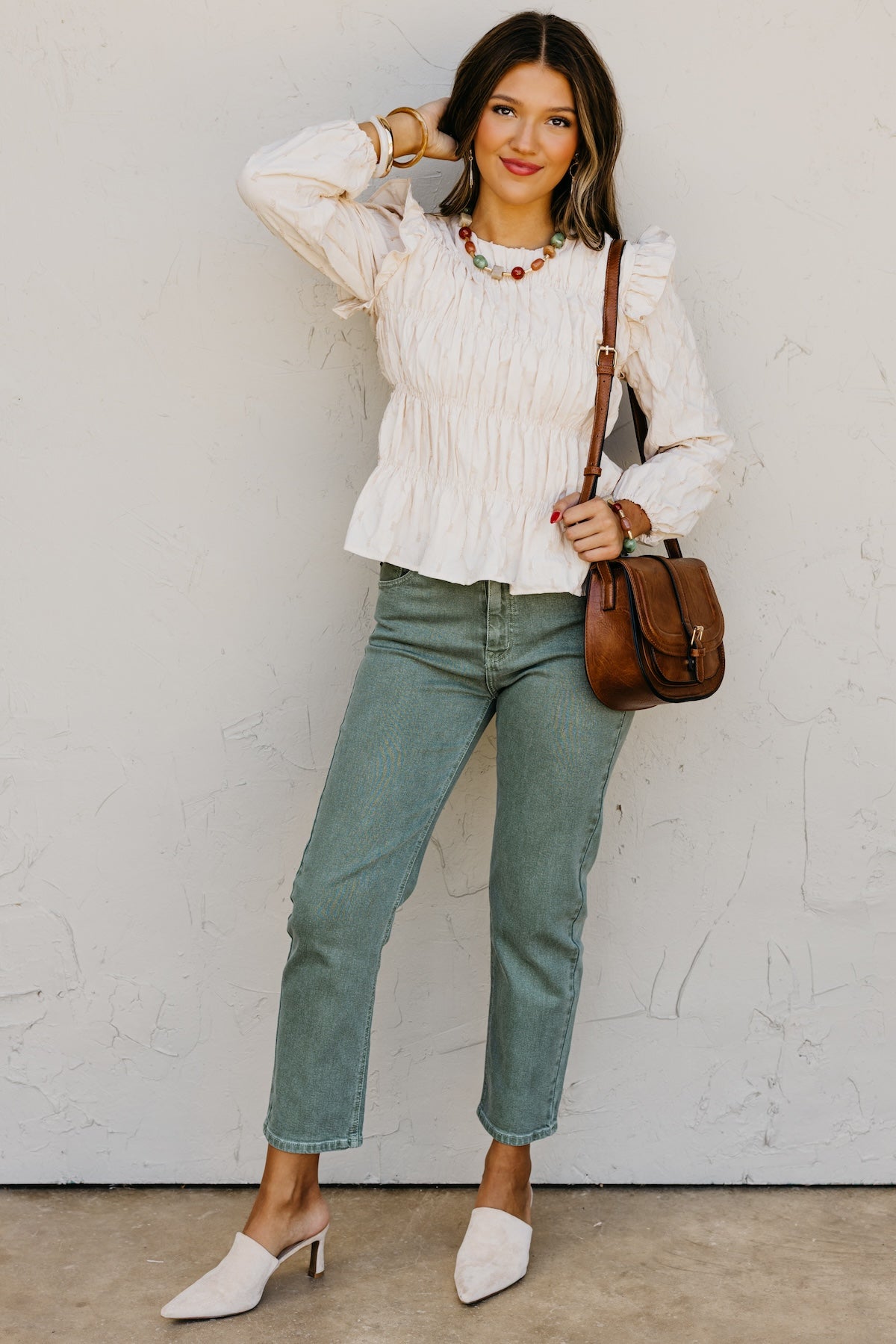 The Penelope Swiss Dot Pleat Top