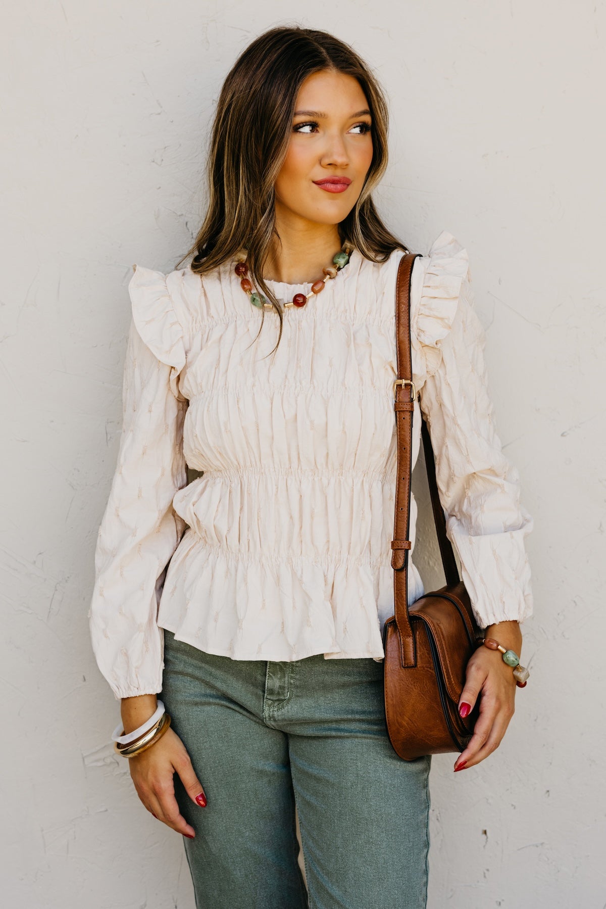 The Penelope Swiss Dot Pleat Top