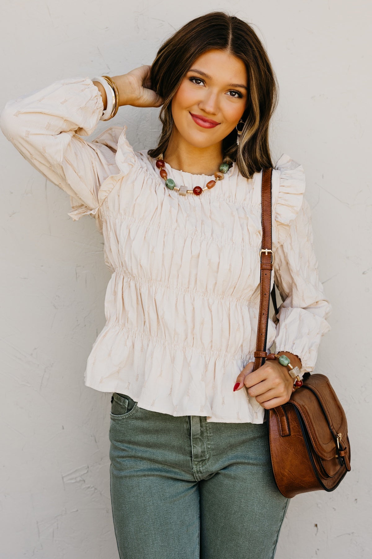 The Penelope Swiss Dot Pleat Top