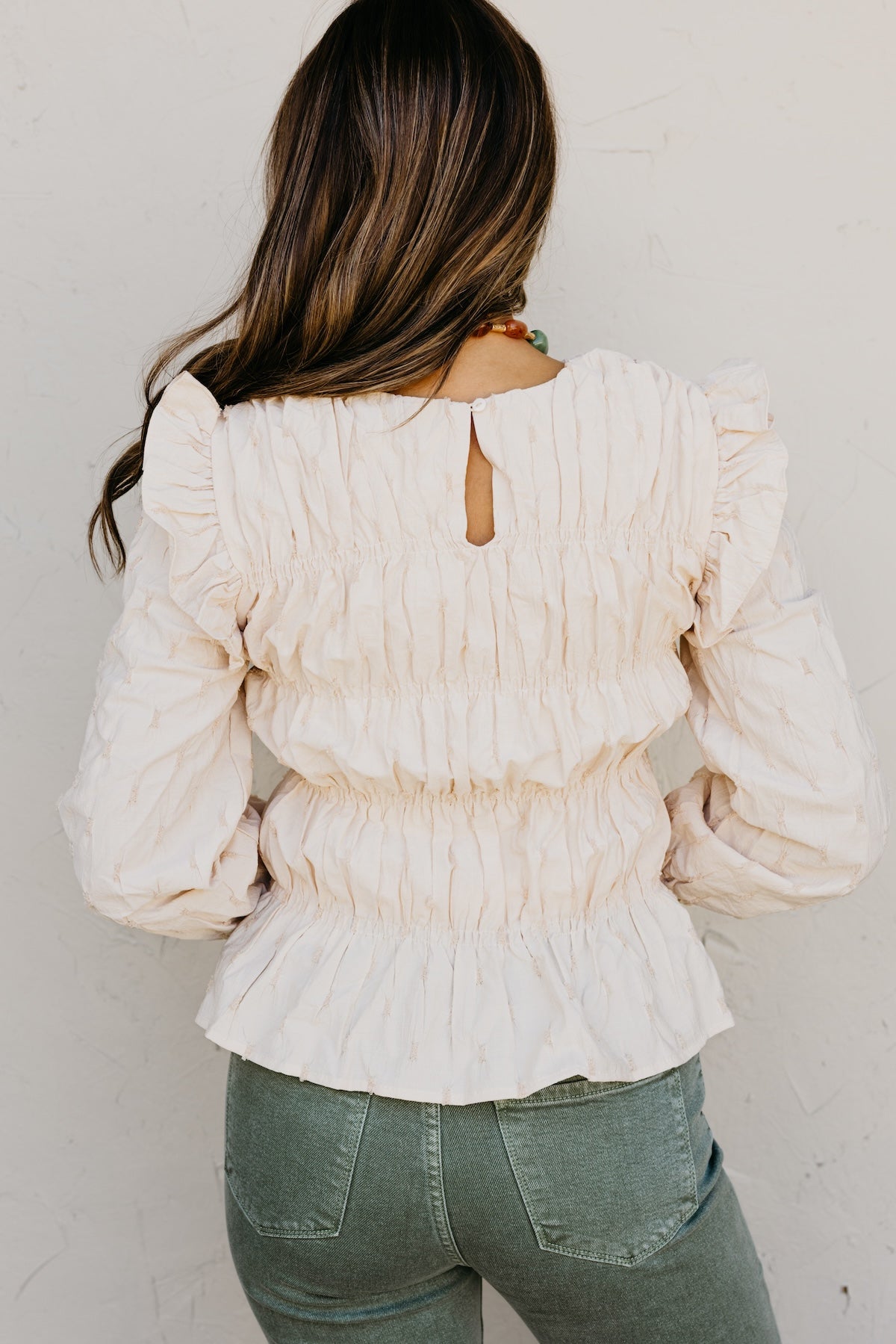 The Penelope Swiss Dot Pleat Top