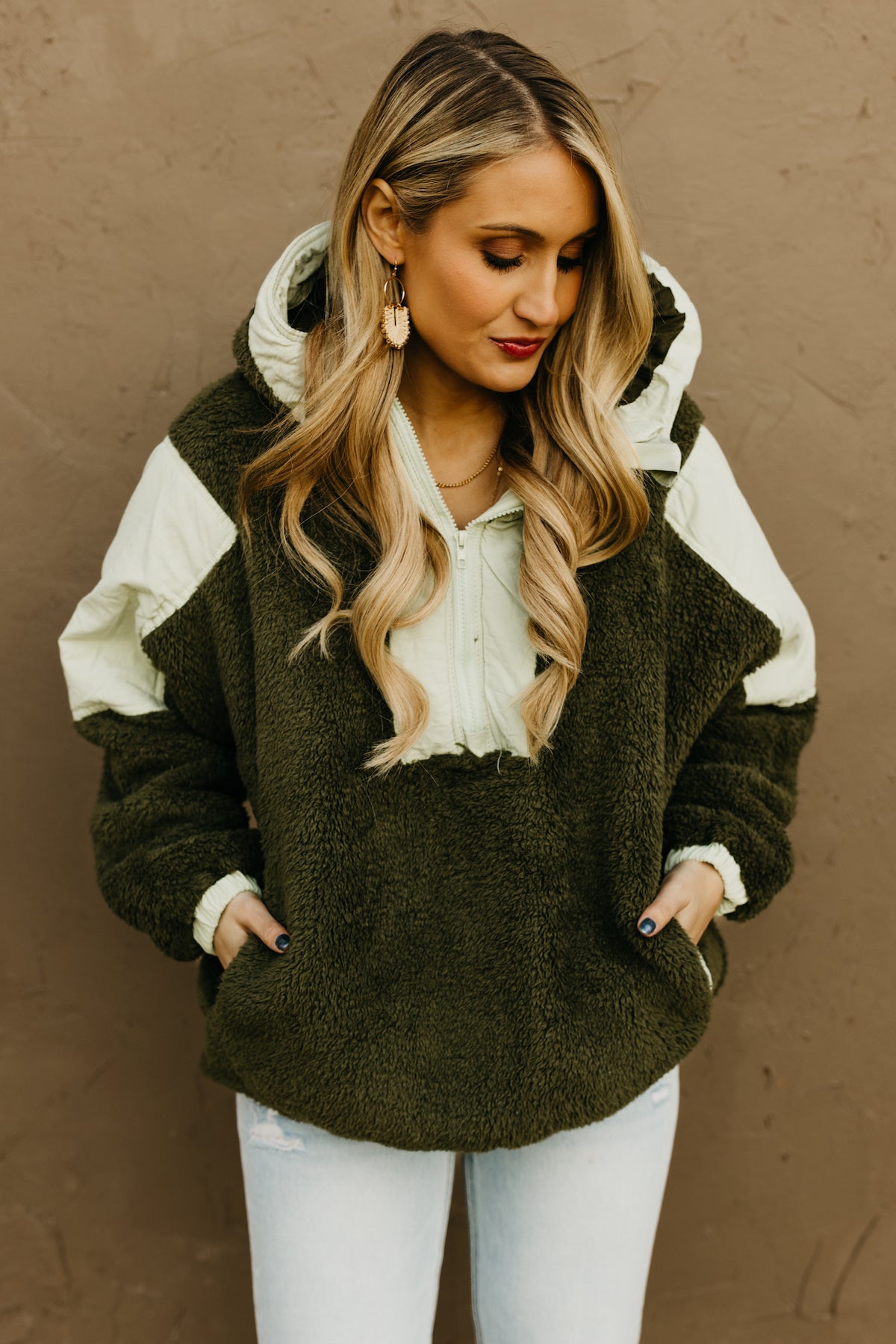 The Louie Hooded Sherpa Pullover Top  - FINAL SALE