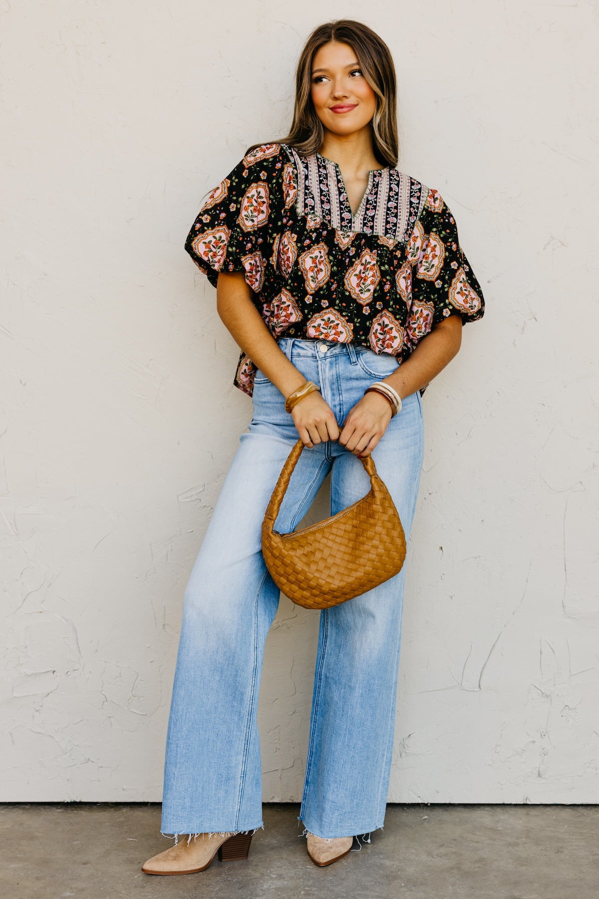 The Courtney Mix Print Woven Top