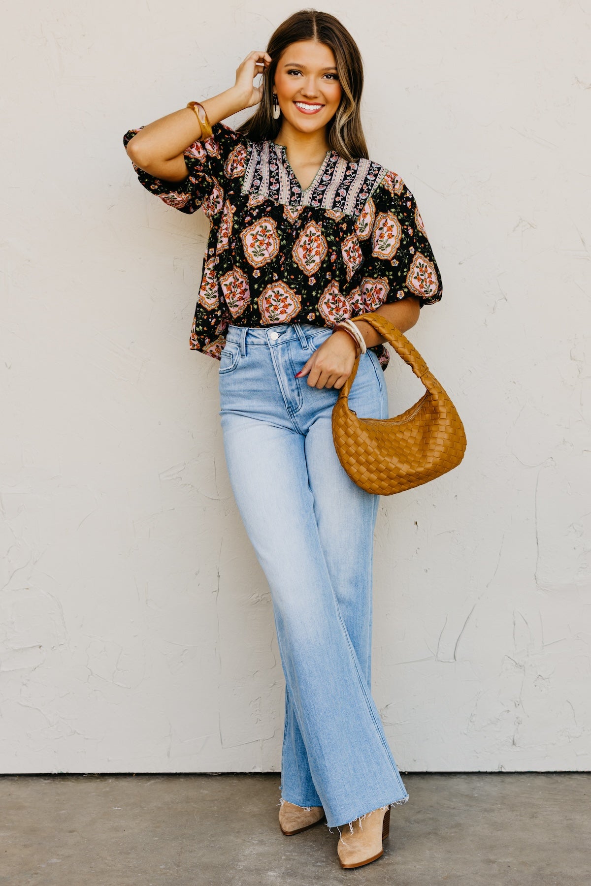 The Courtney Mix Print Woven Top