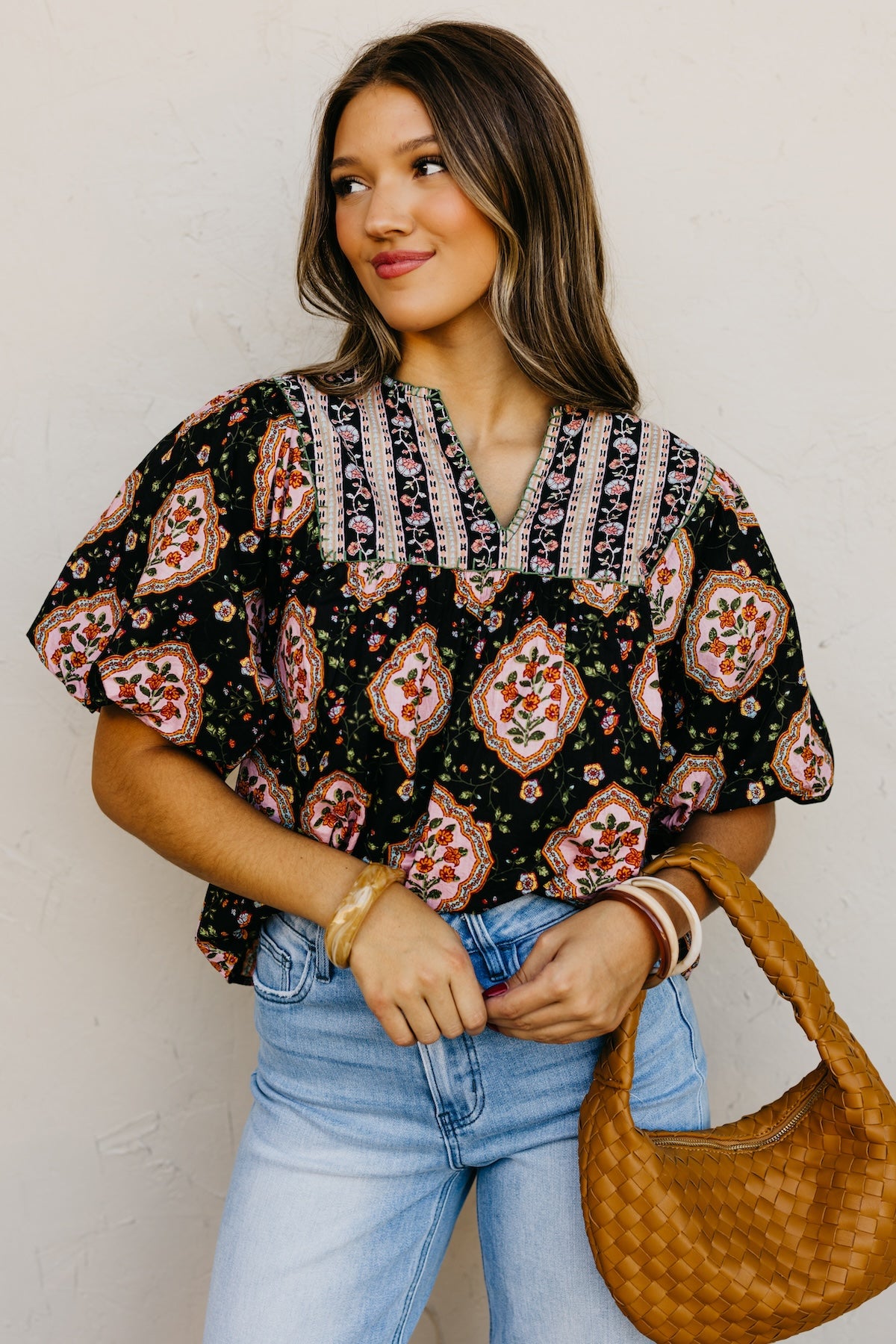 The Courtney Mix Print Woven Top