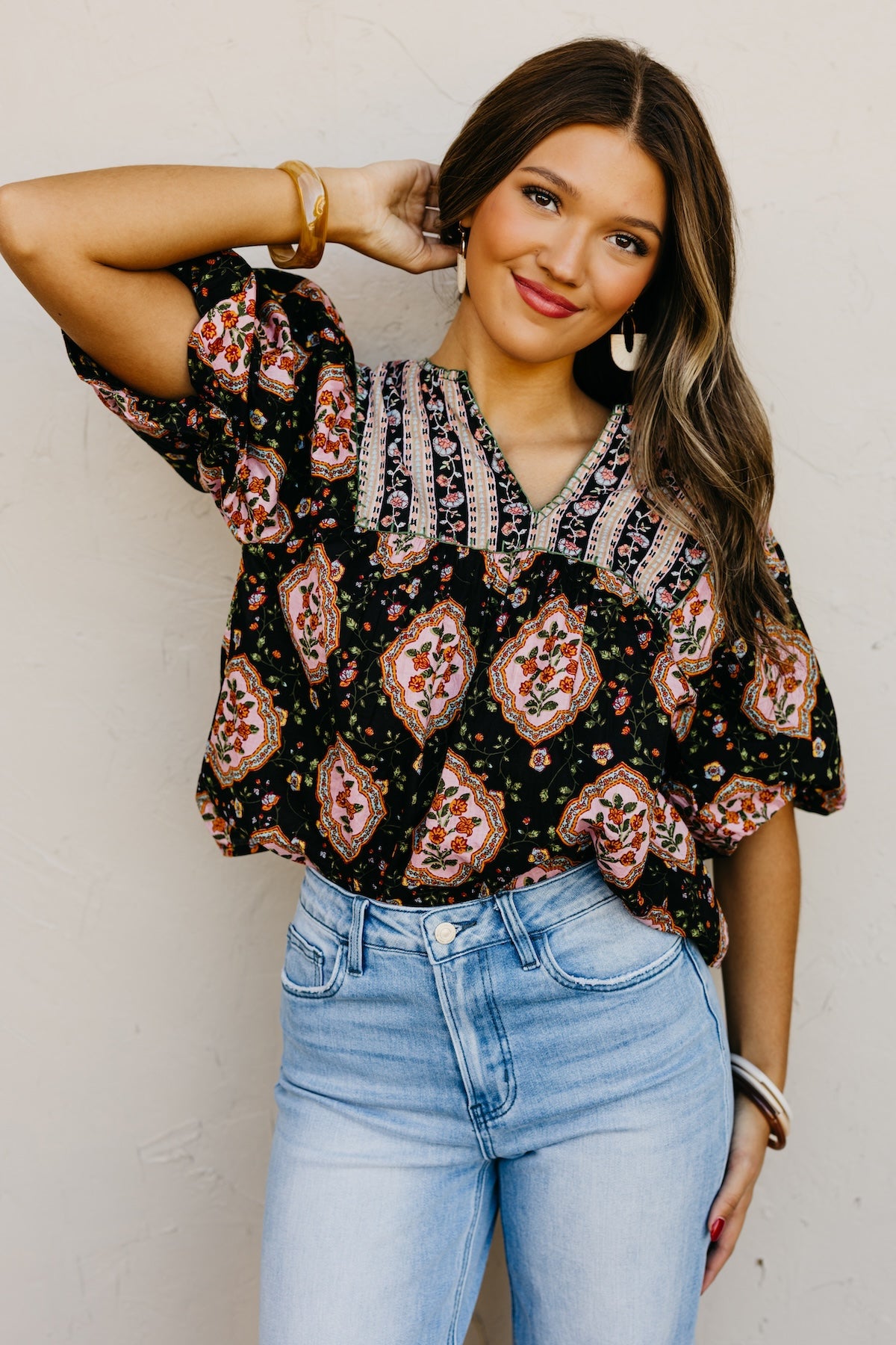 The Courtney Mix Print Woven Top