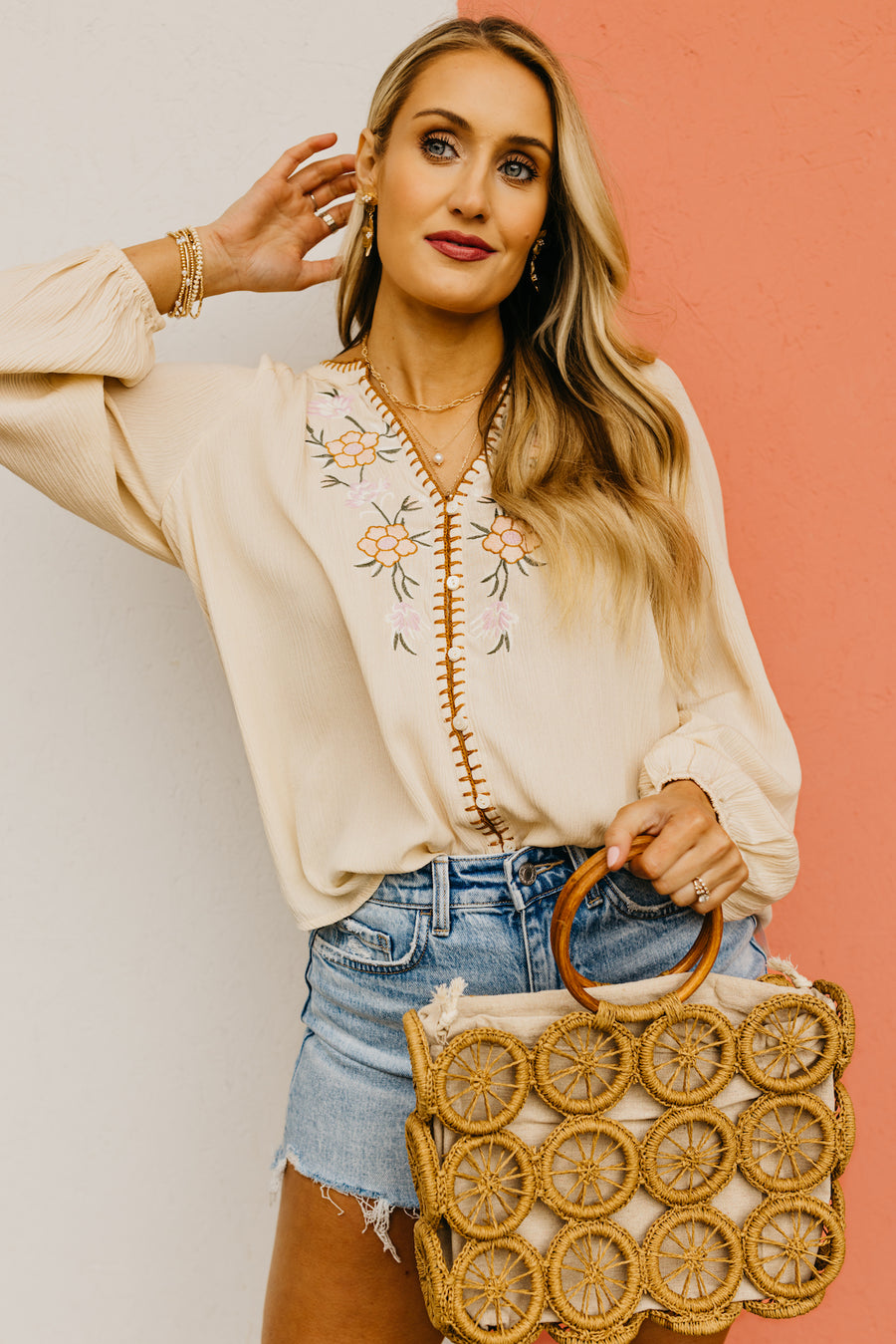 The Jerry Embroidered Button Down Blouse
