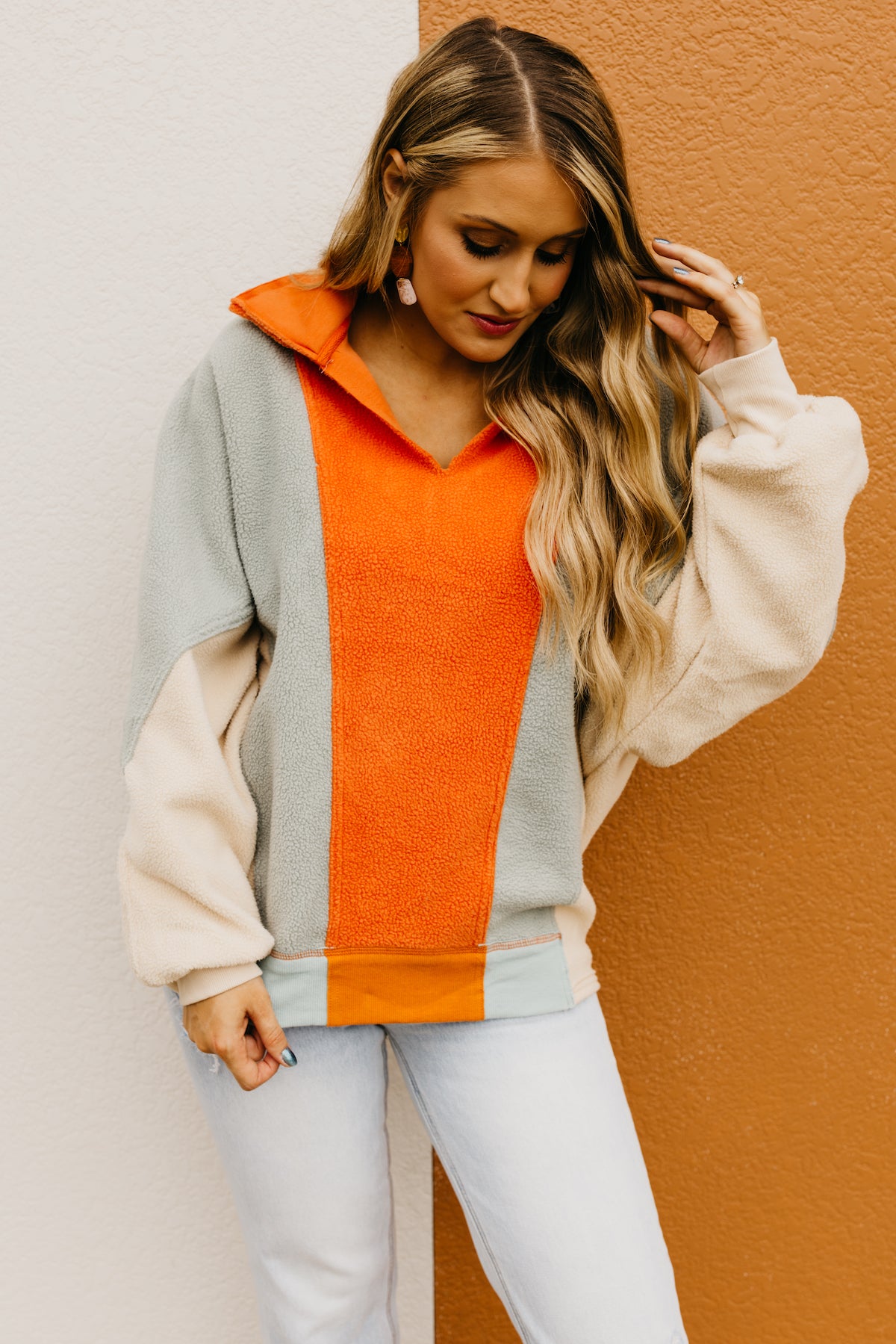 The Adrienne Color Block Fleece Pullover  - FINAL SALE