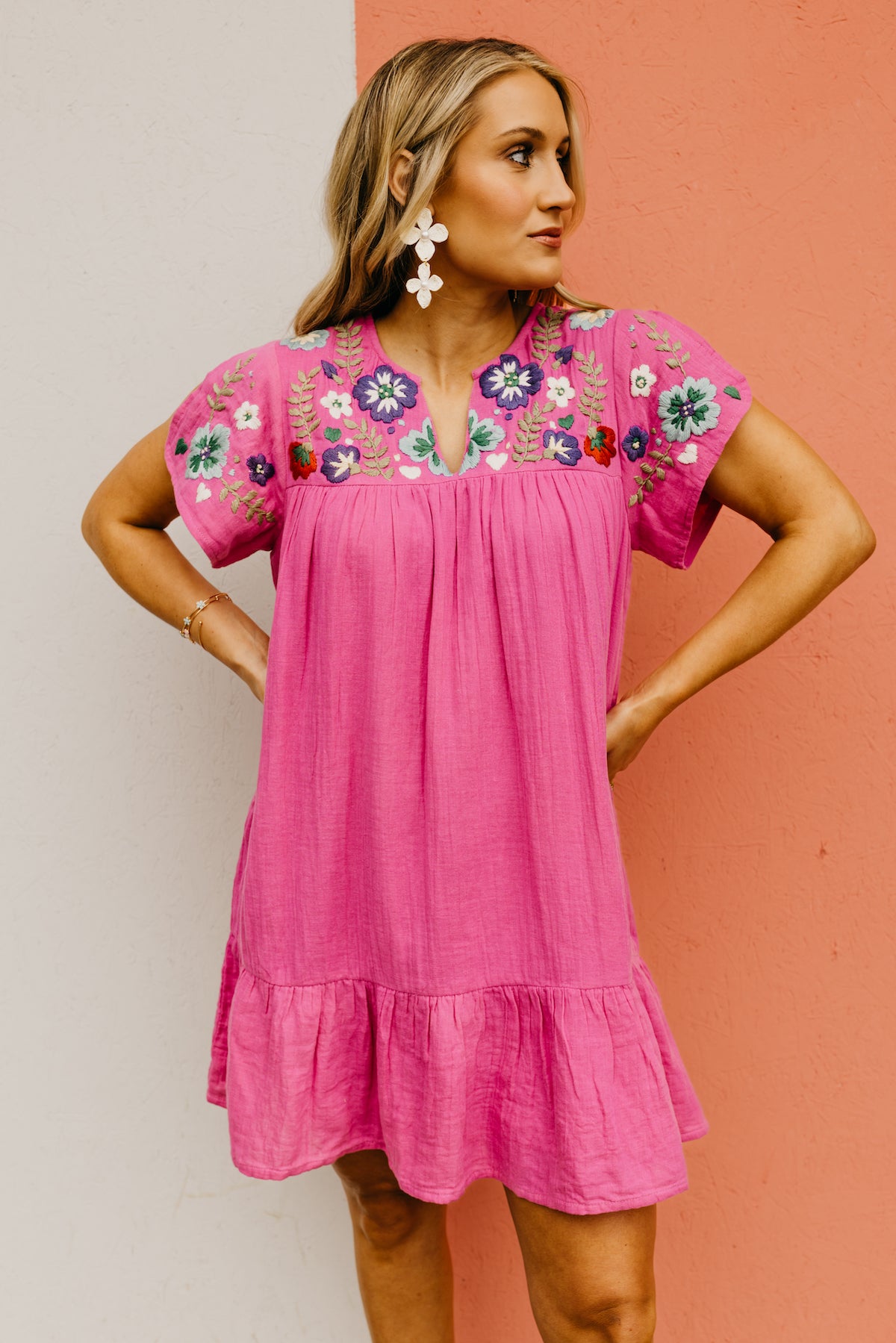 The Shanti Floral Embroidered Mini Dress