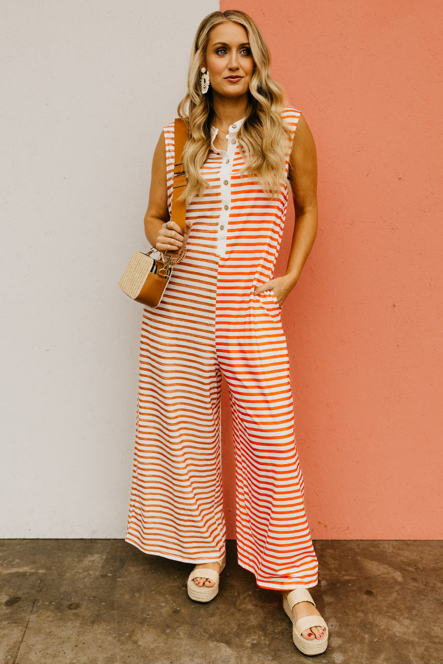 The Jonas Striped Button Front Jumpsuit