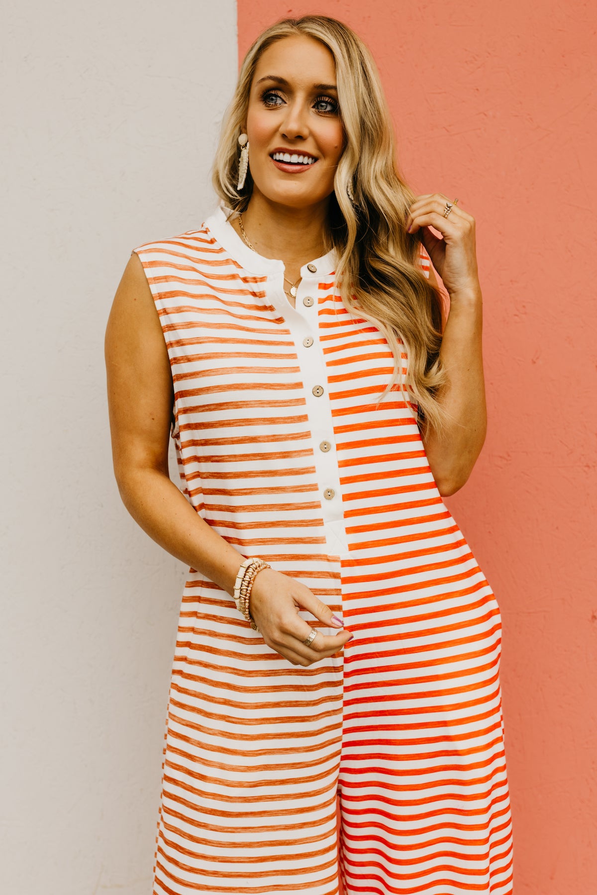The Jonas Striped Button Front Jumpsuit