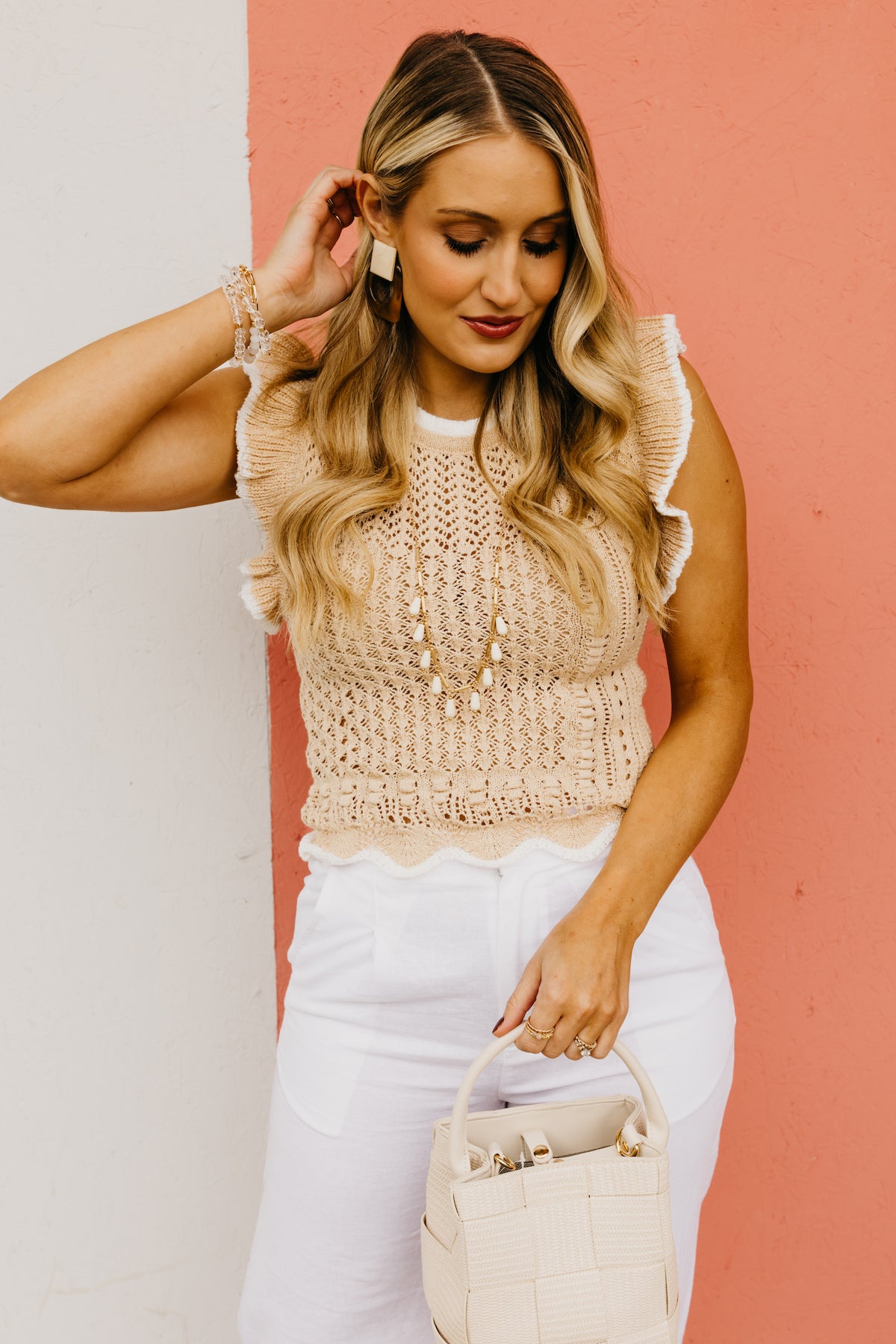 The Lyric Pointelle Ruffled Knit Top