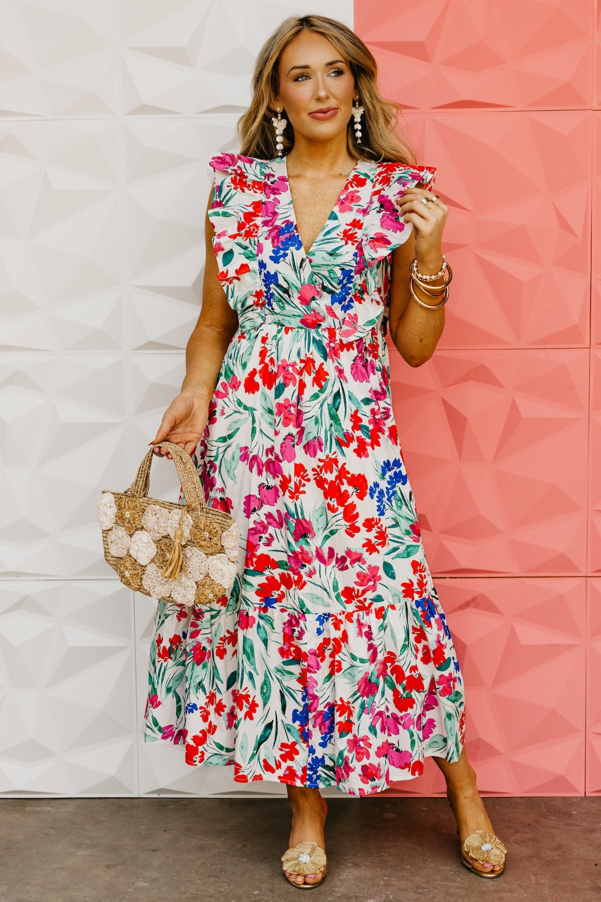 The Kivia Floral Poplin Midi Dress