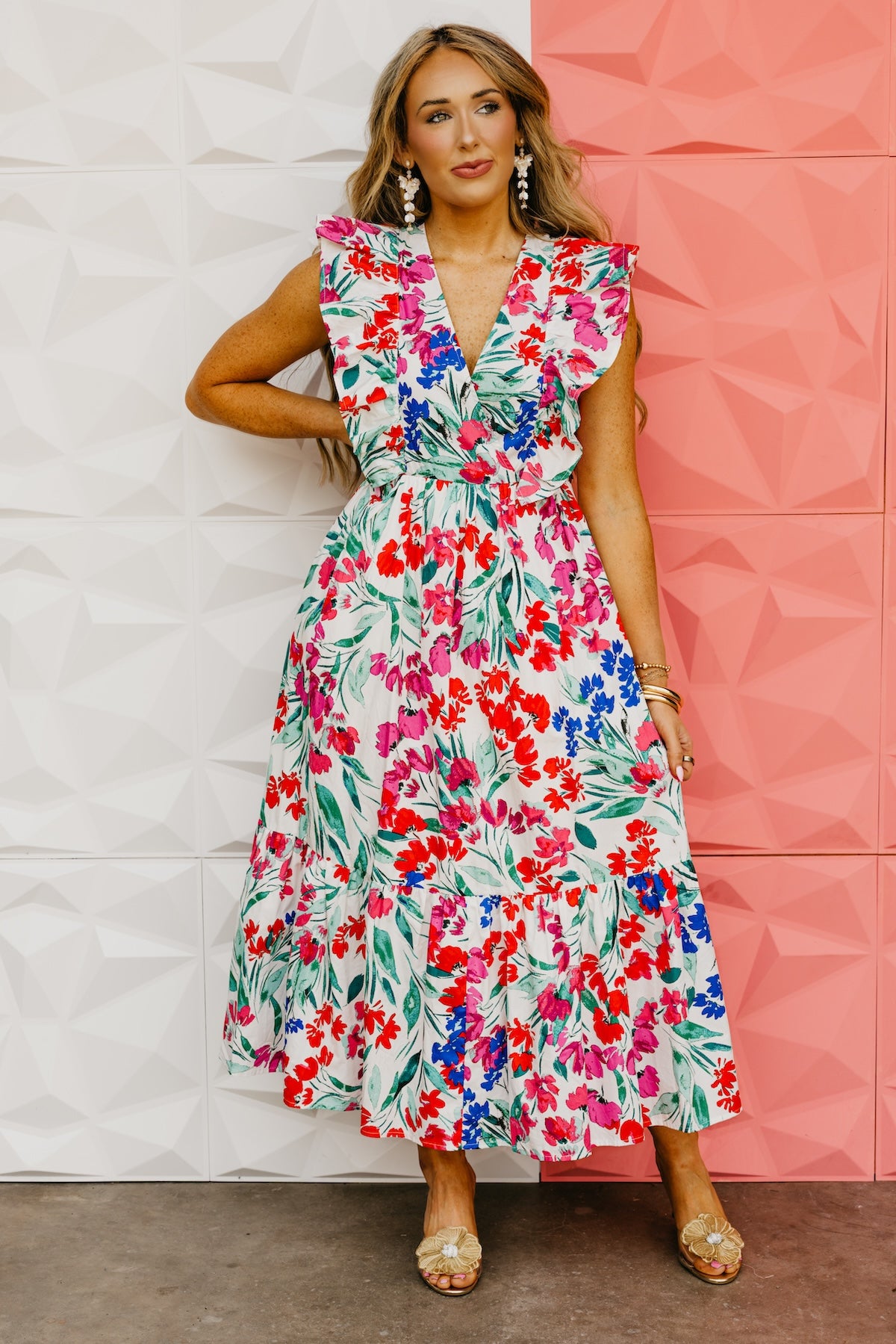 The Kivia Floral Poplin Midi Dress