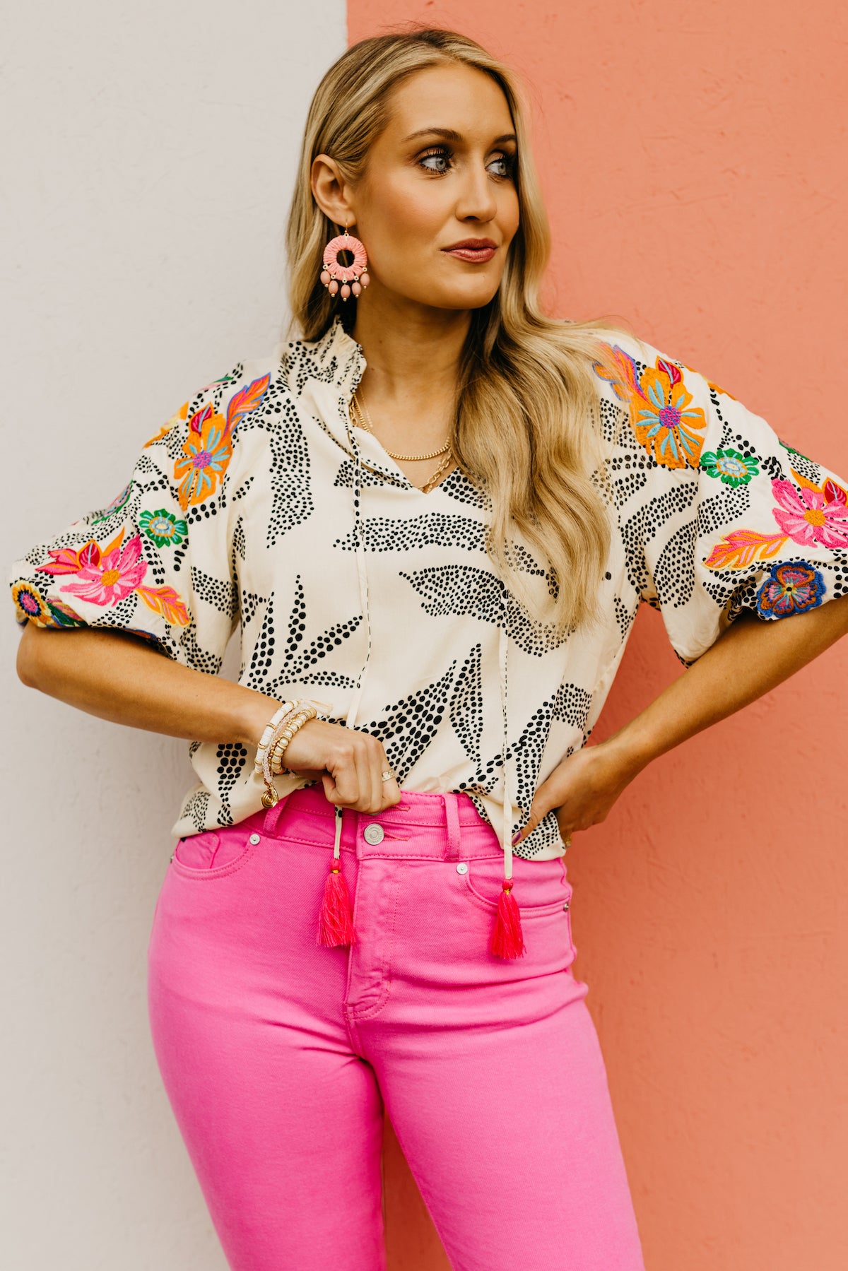 The Carly Embroidered Puff Sleeve Top