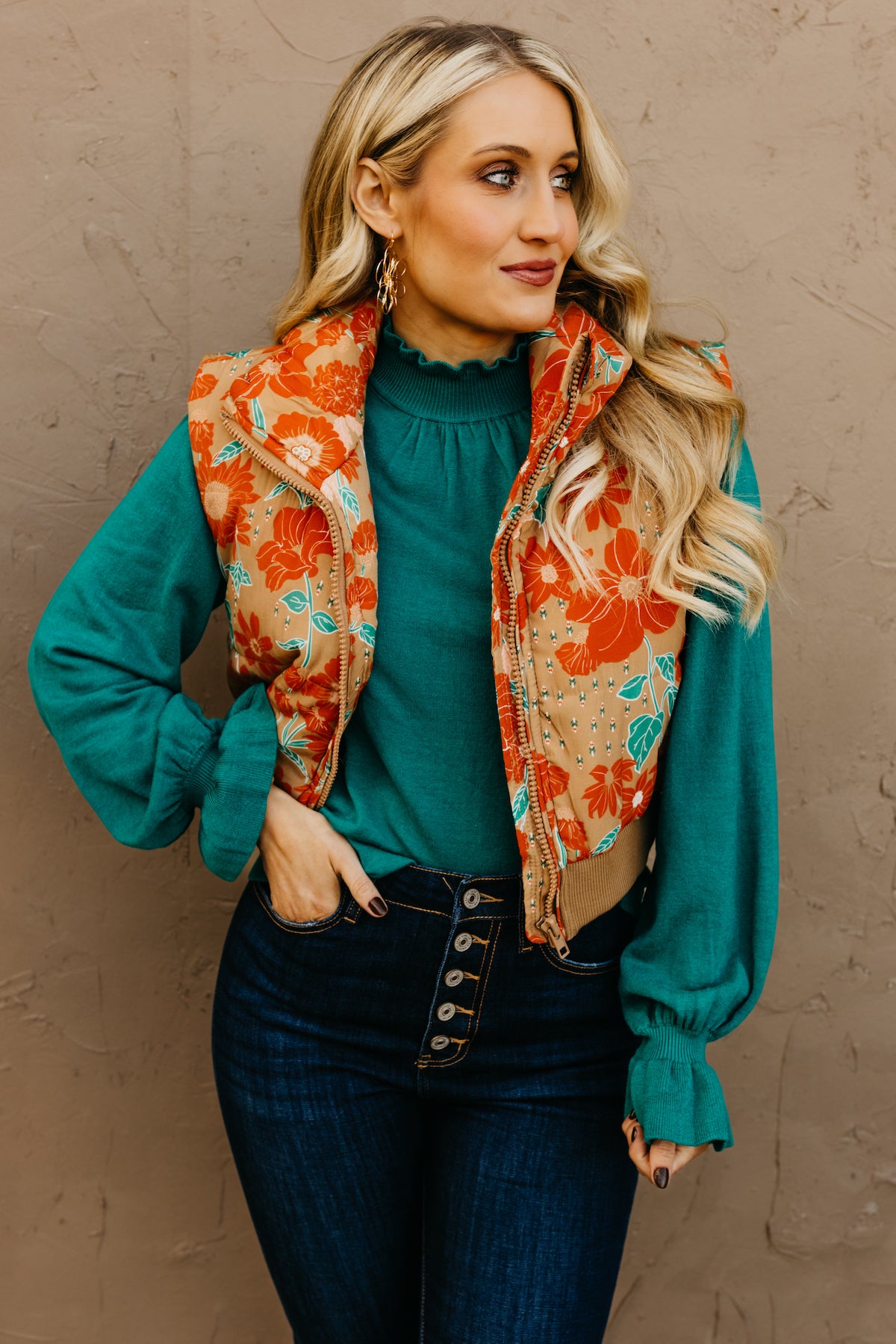 The Traci Floral Puffer Vest