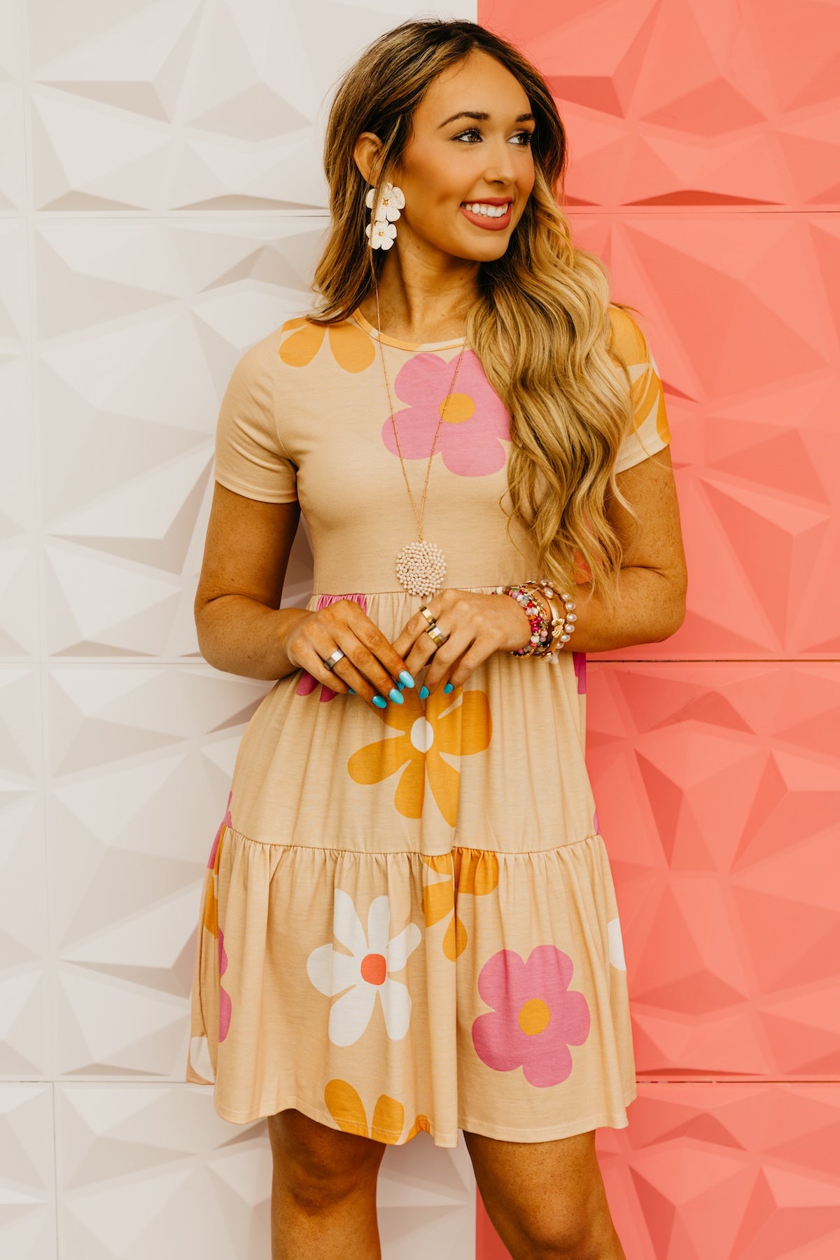 The Holden Floral Babydoll Tiered Midi Dress