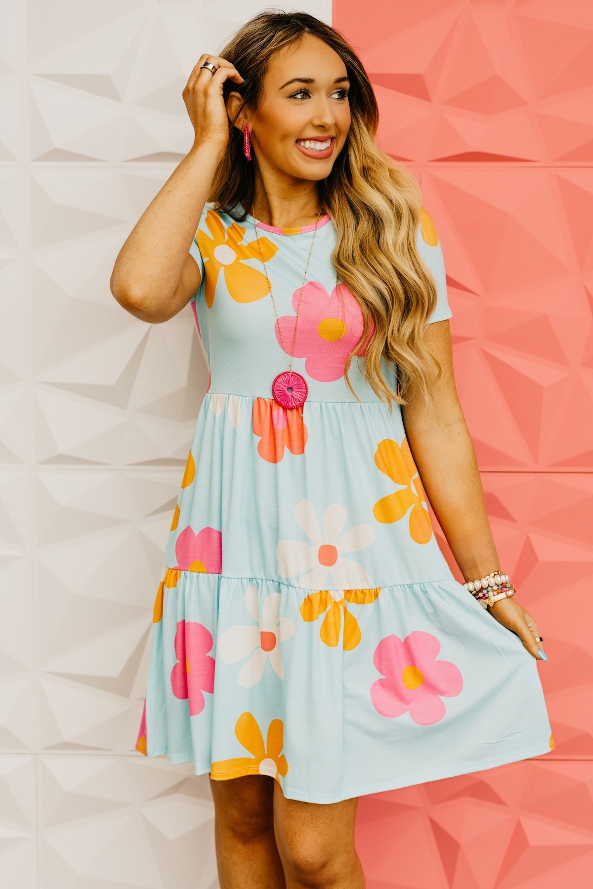 The Holden Floral Babydoll Tiered Midi Dress