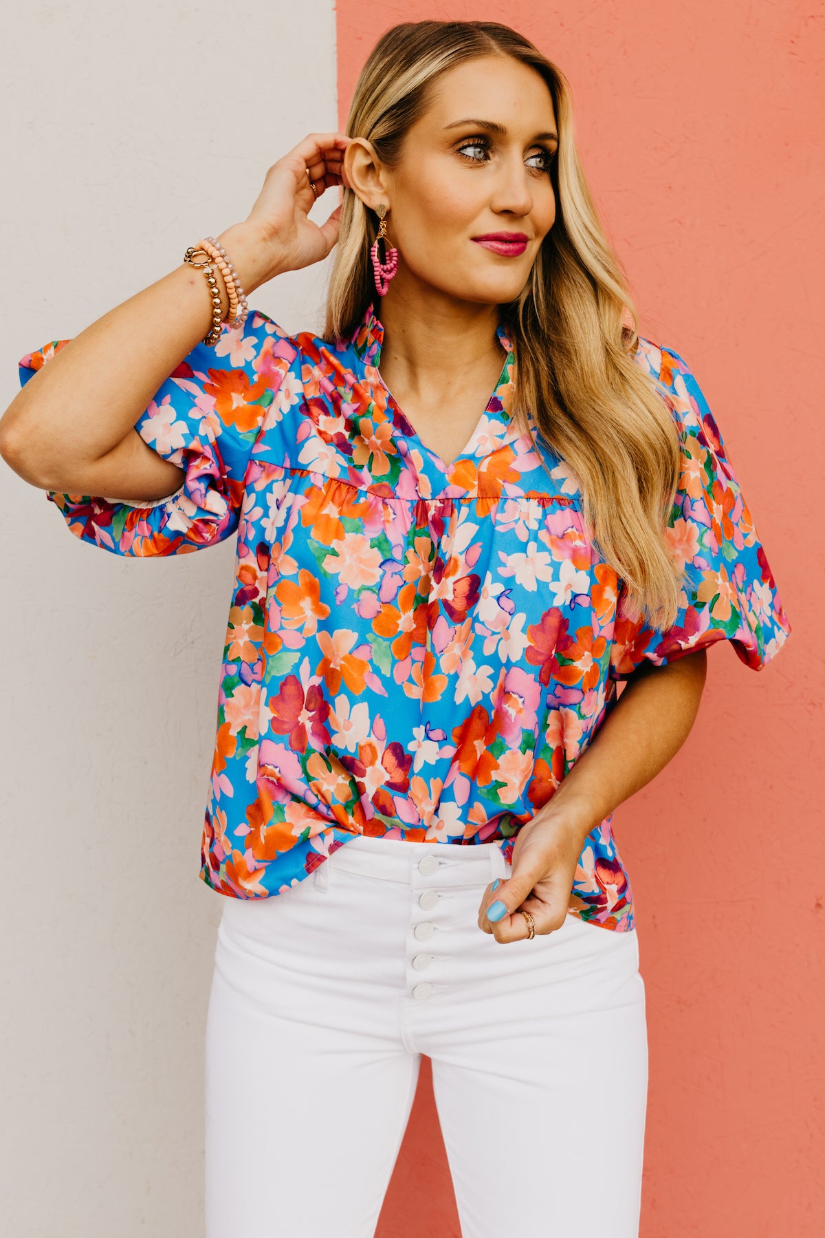 The Marley Puff Sleeve Floral Print Top