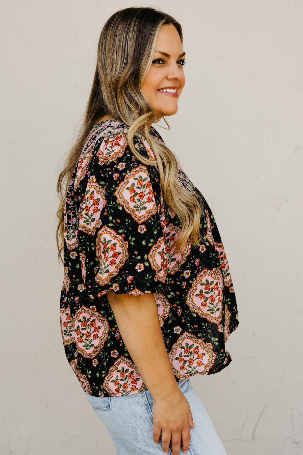 The Courtney Mix Print Woven Top