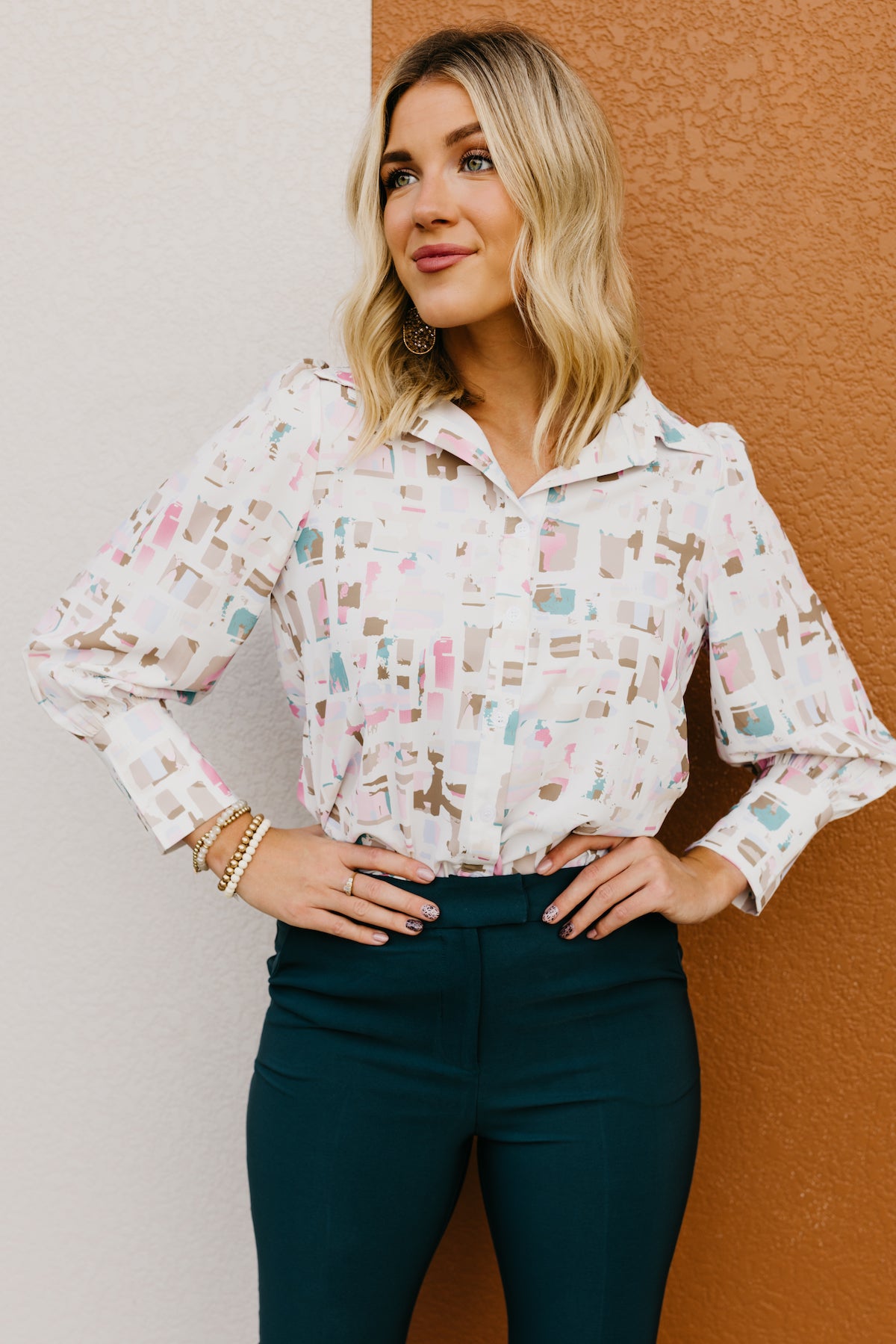 The Terrance Abstract Button Up Blouse  - FINAL SALE