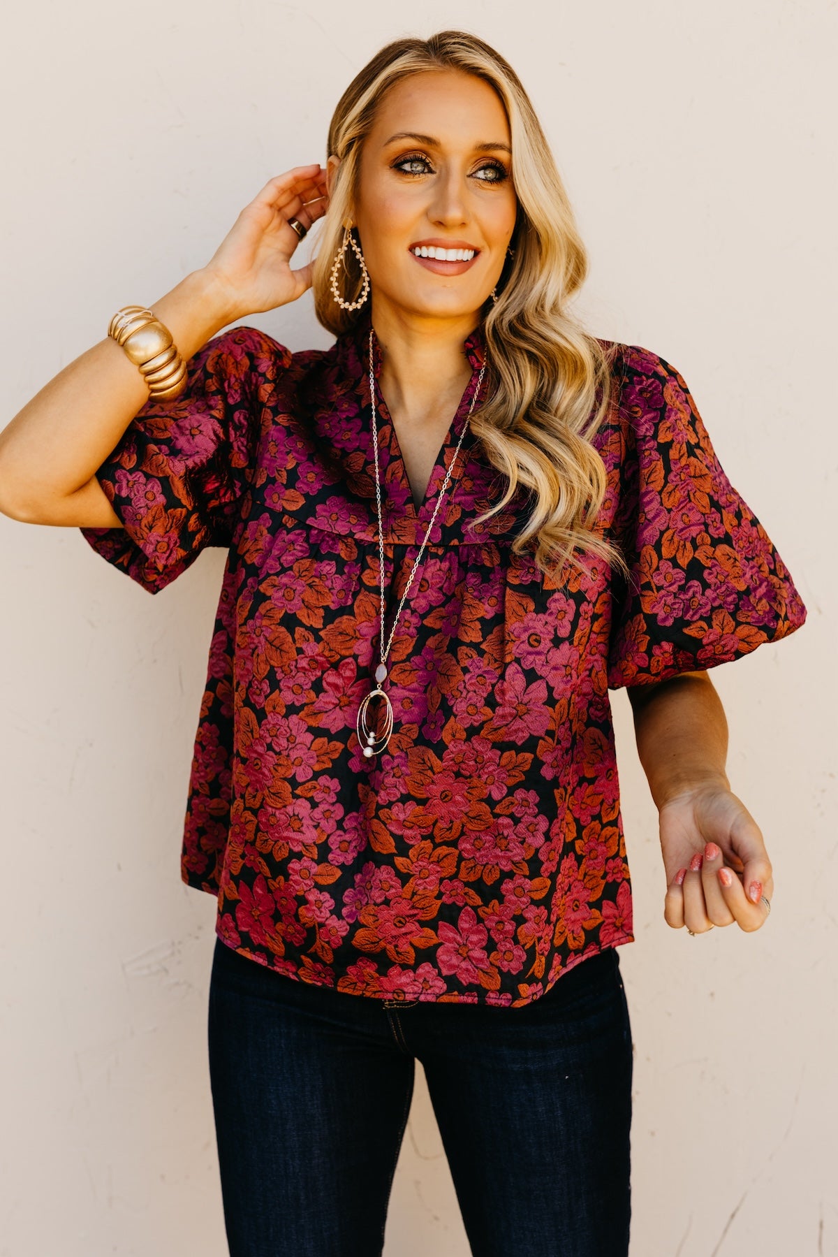 The Charles Floral Puff Sleeve Top