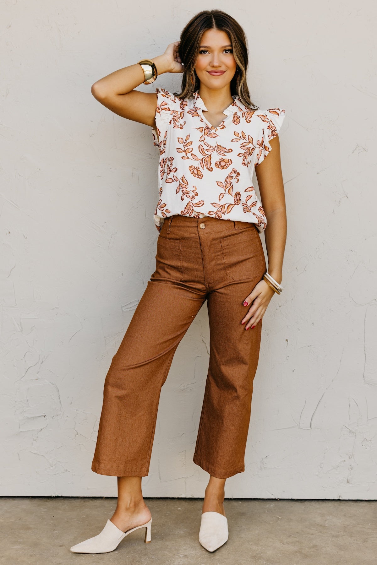 The Trinity Floral Ruffle Sleeve Top