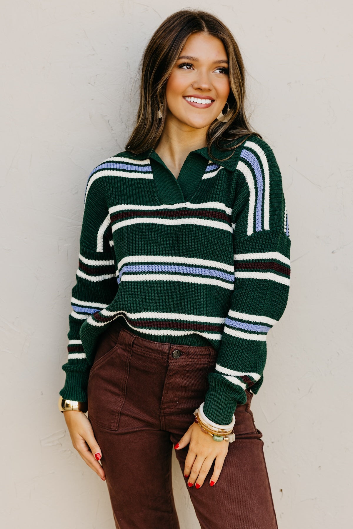 The Joanie Collared Stripe Sweater