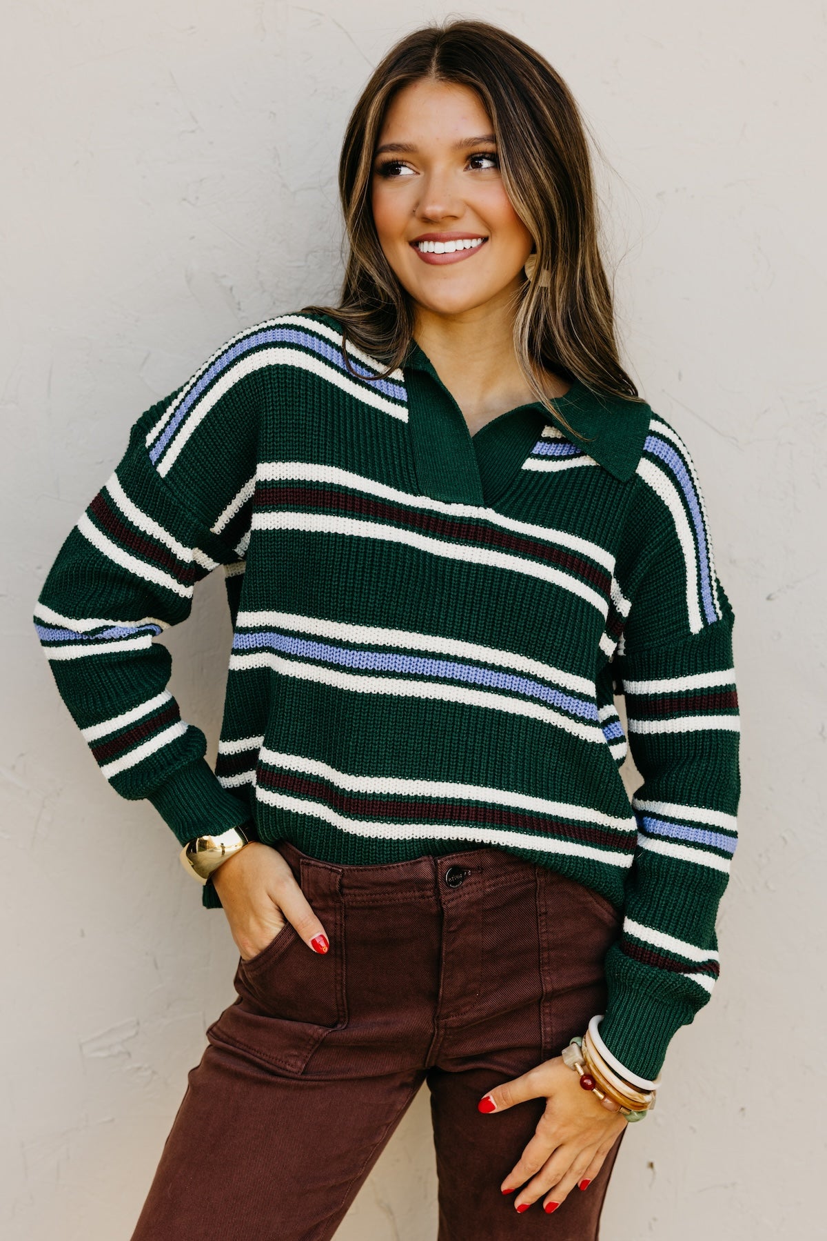 The Joanie Collared Stripe Sweater