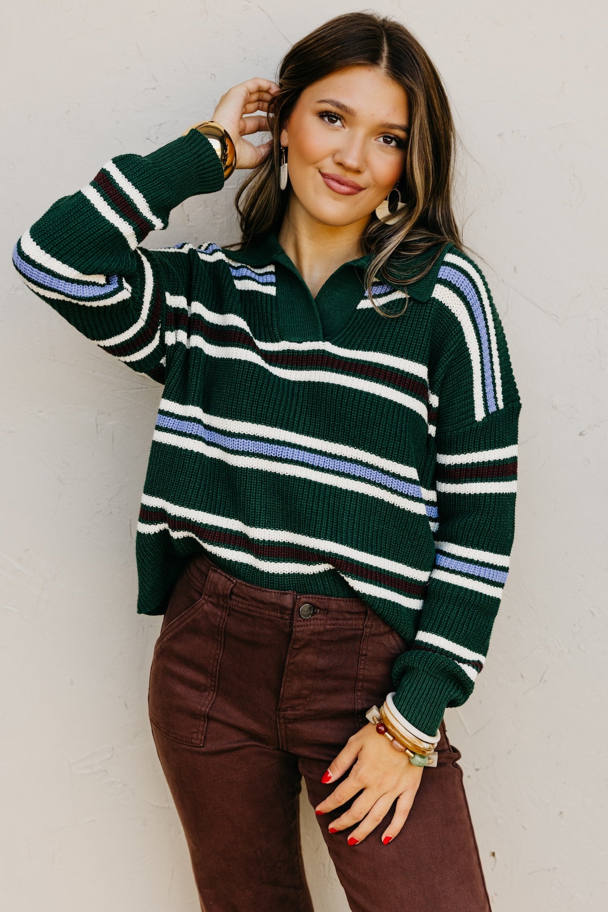 The Joanie Collared Stripe Sweater
