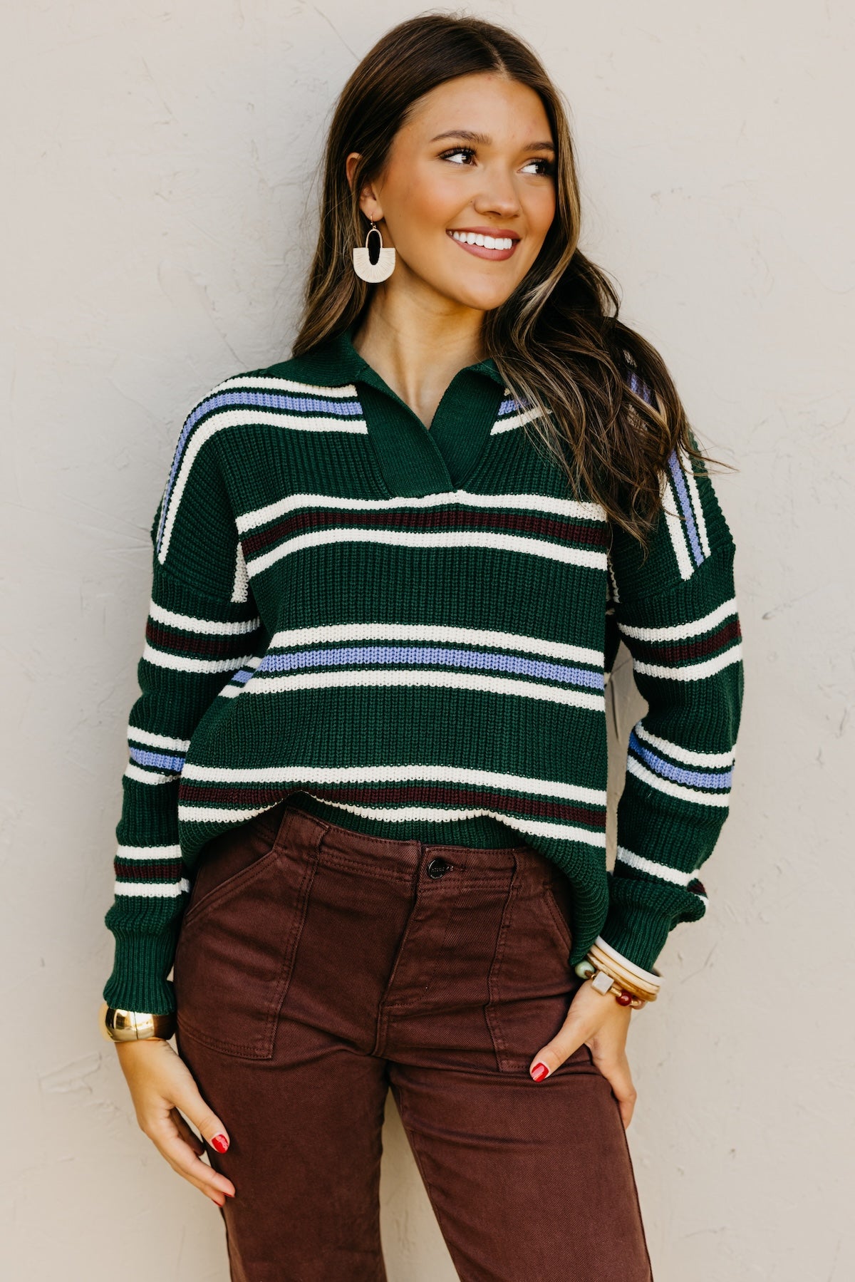The Joanie Collared Stripe Sweater