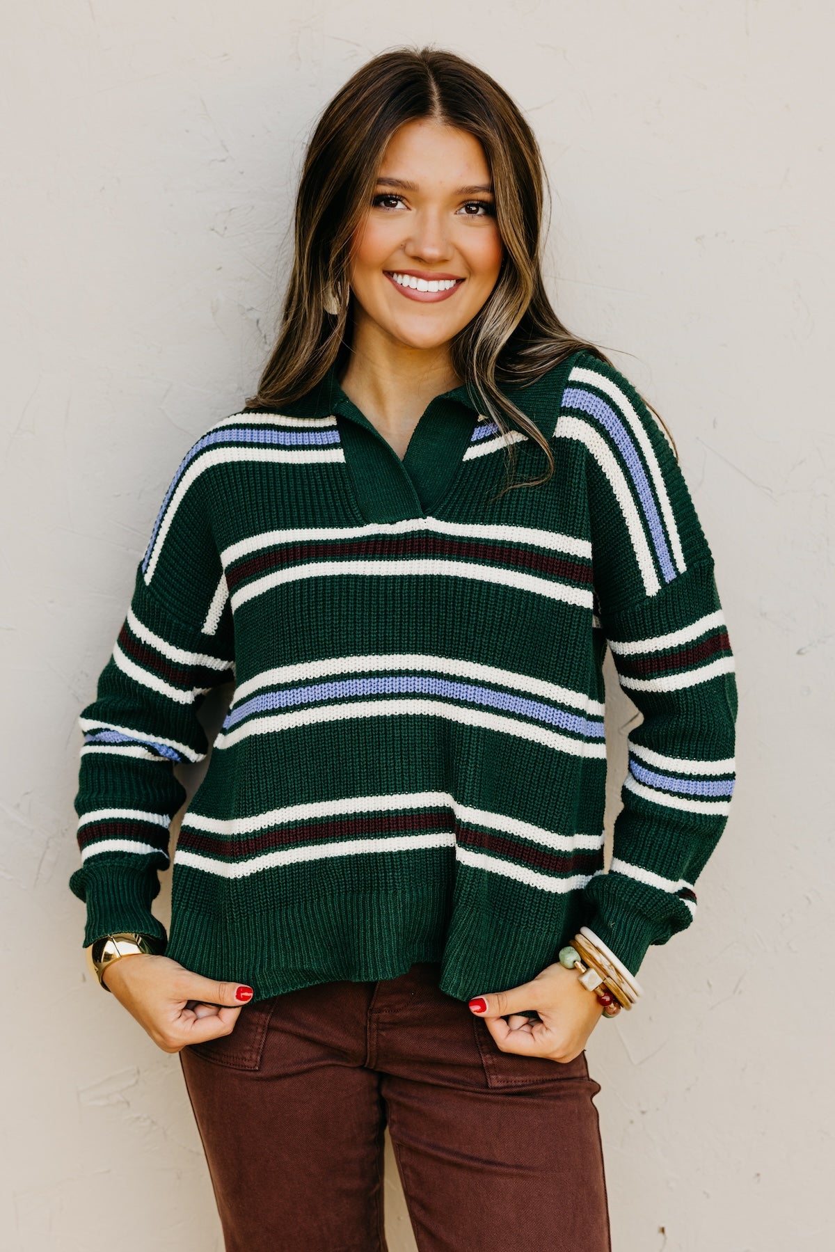 The Joanie Collared Stripe Sweater