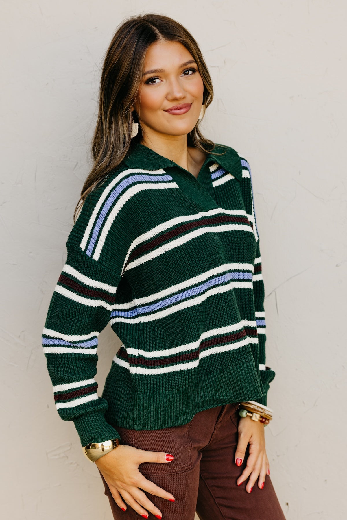 The Joanie Collared Stripe Sweater