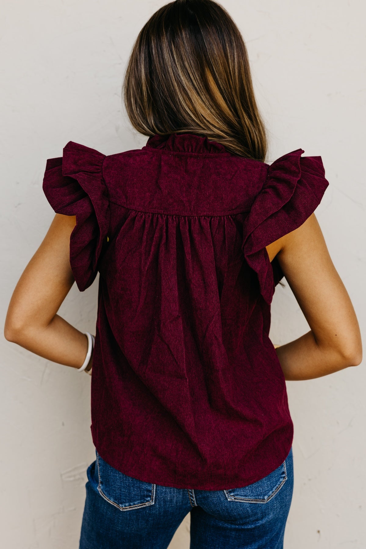 The Kylie Flutter Sleeve Embroidered Top