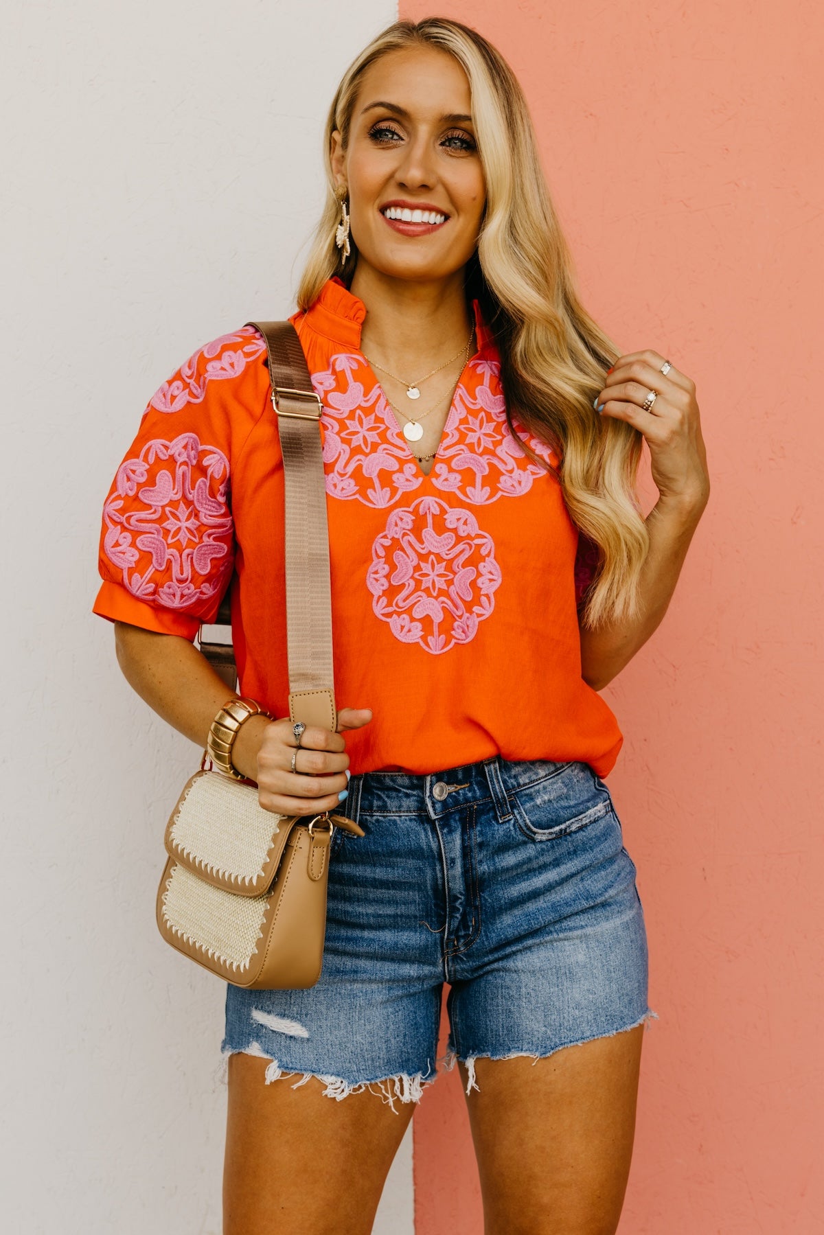 The Melanie Embroidered Puff Sleeve Top MOD Boutique