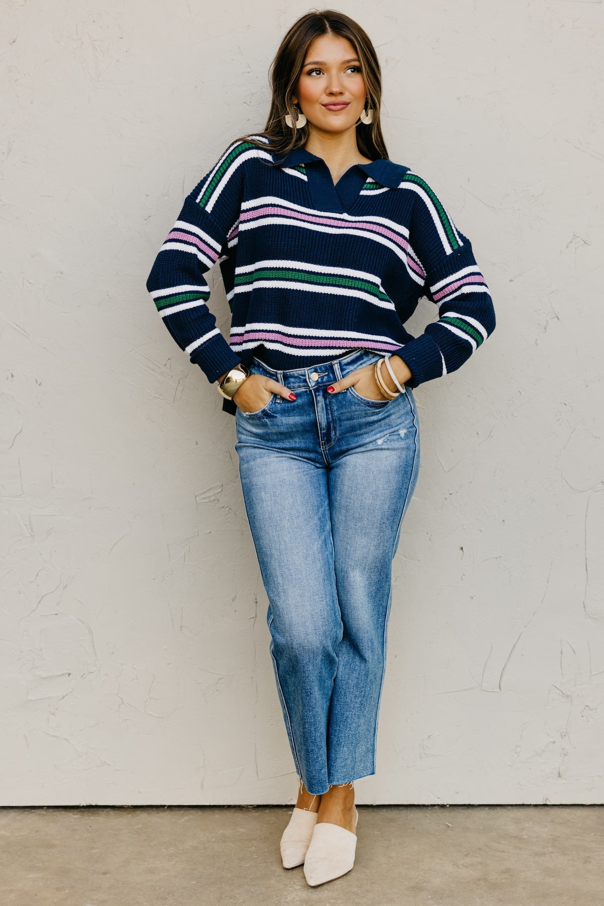 The Joanie Collared Stripe Sweater