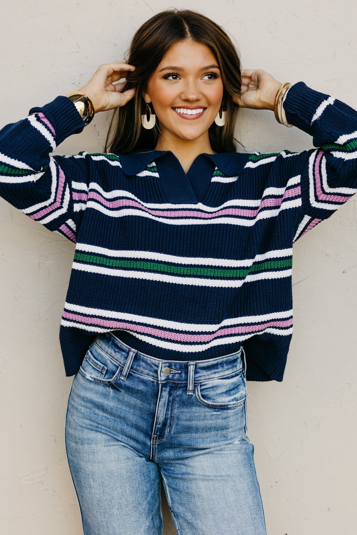 The Joanie Collared Stripe Sweater