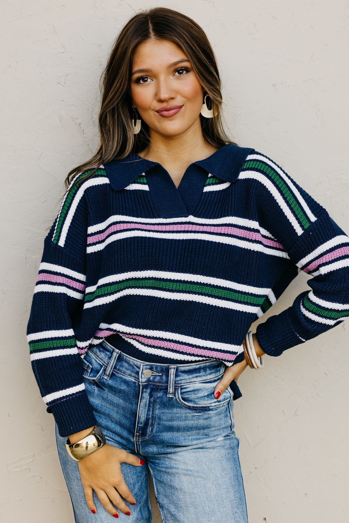 The Joanie Collared Stripe Sweater