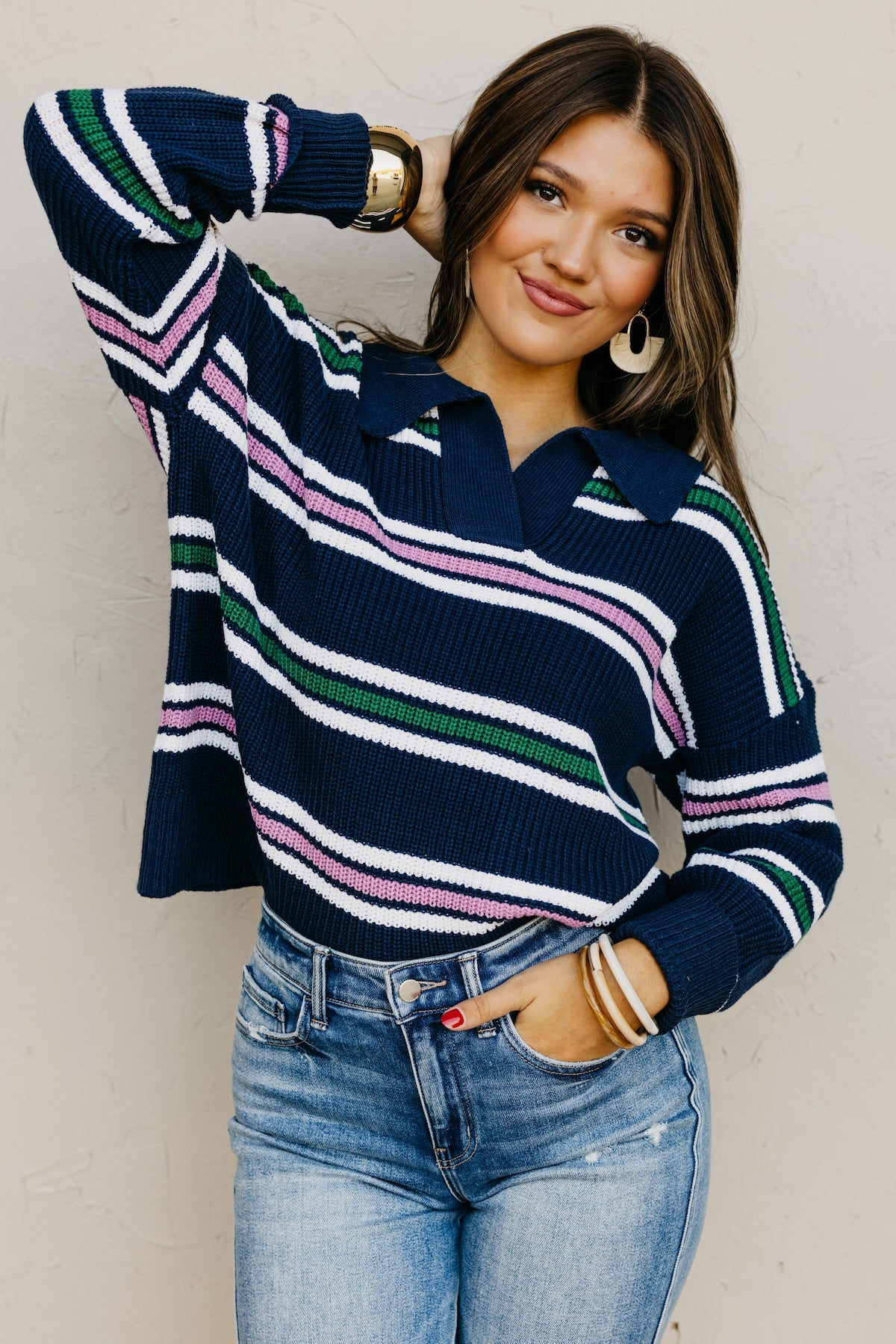 The Joanie Collared Stripe Sweater