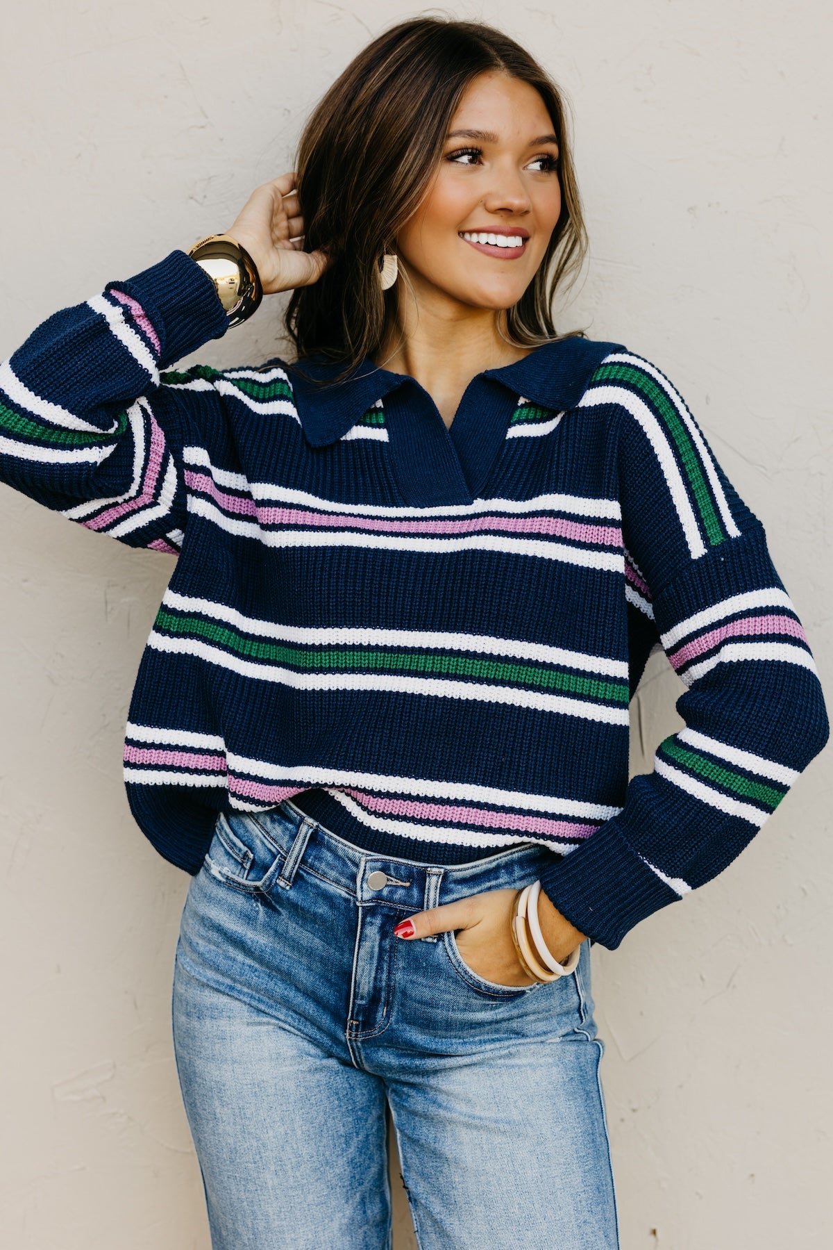 The Joanie Collared Stripe Sweater