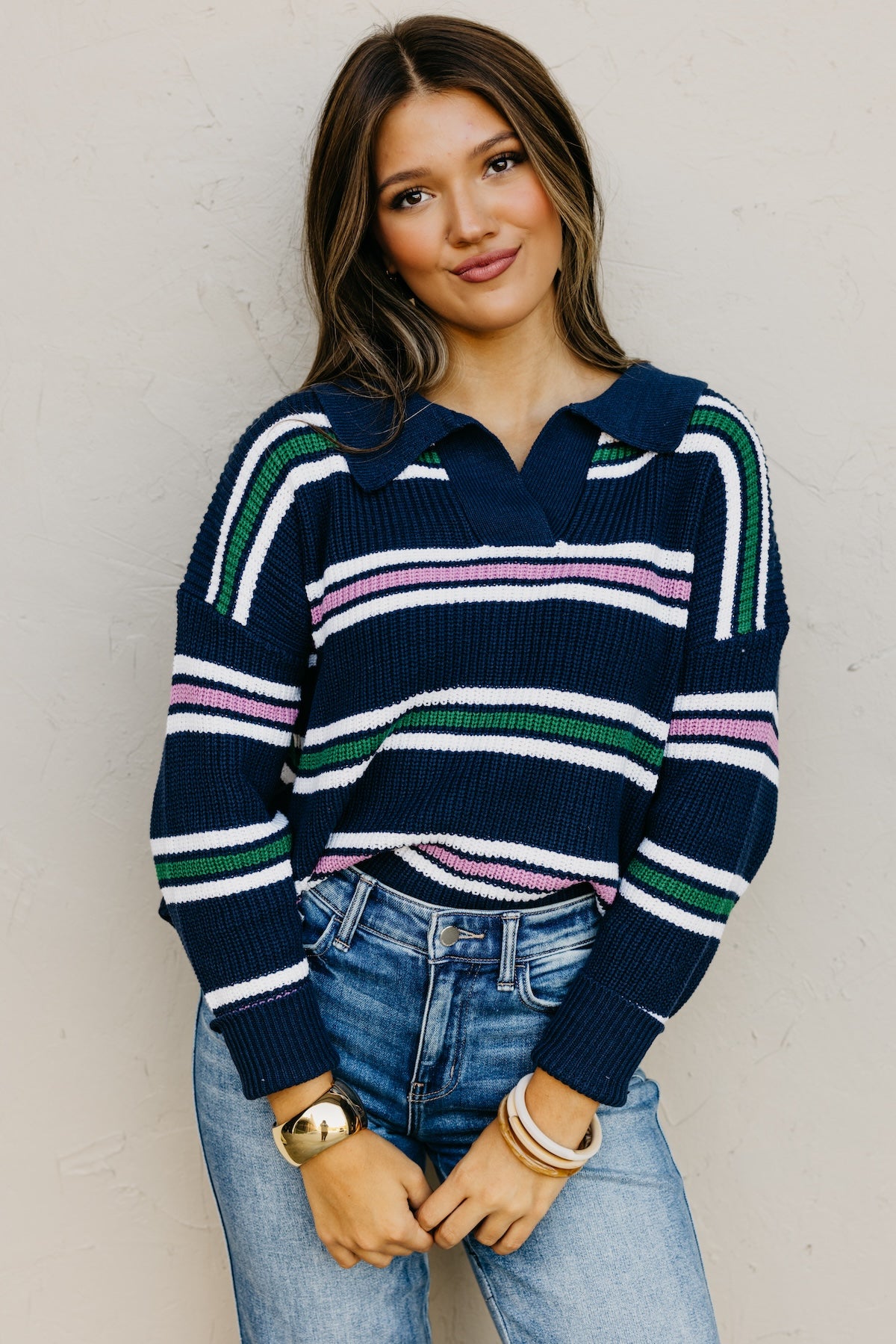 The Joanie Collared Stripe Sweater