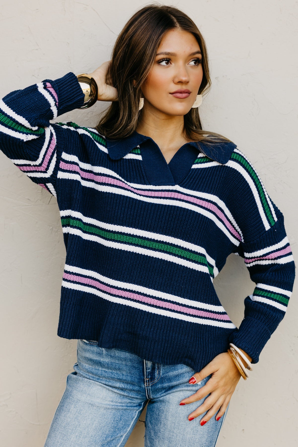 The Joanie Collared Stripe Sweater